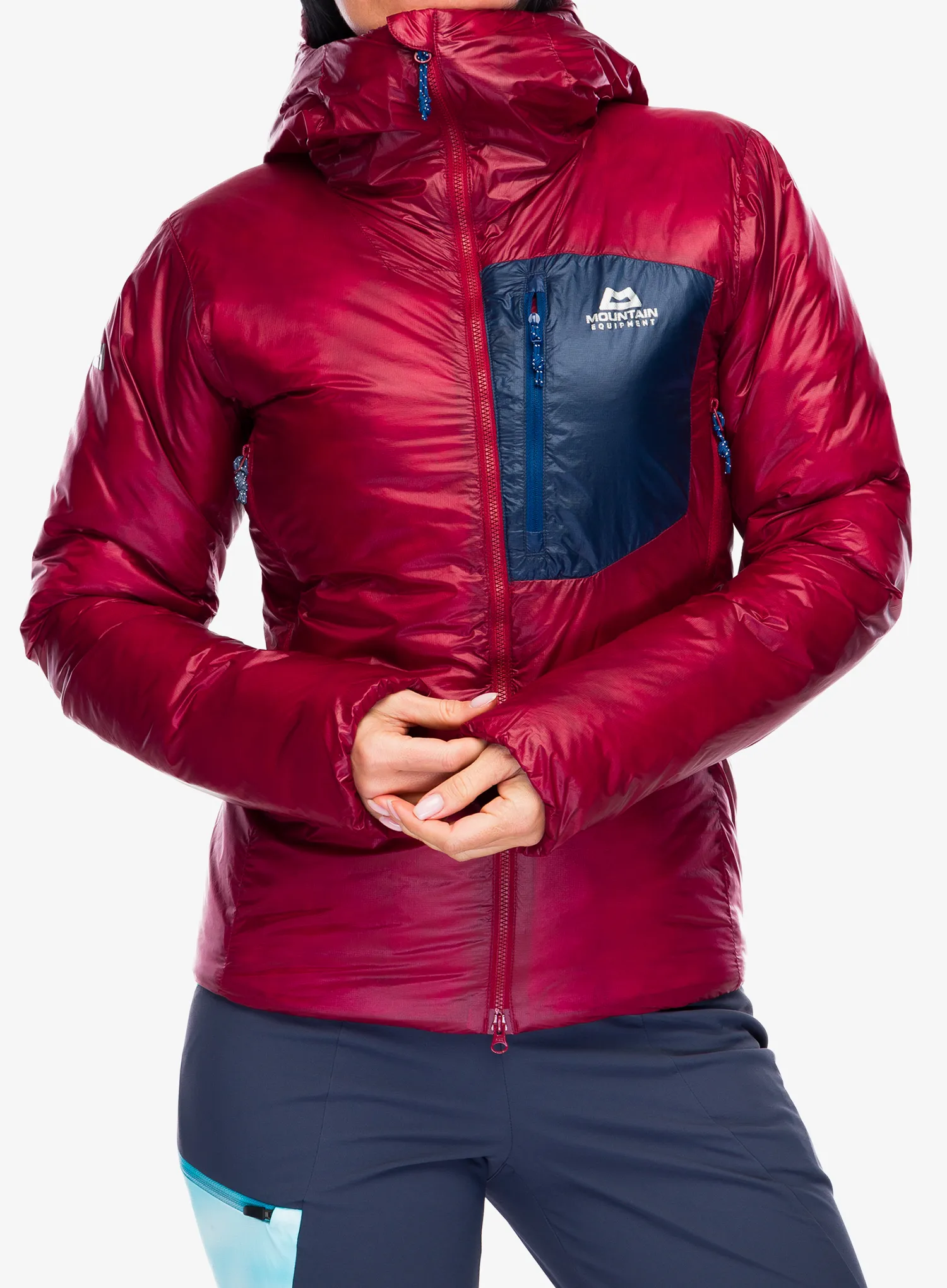 Mountain Equipment Oreus Hooded Jacket Női bélelt kabát - merlot/blue