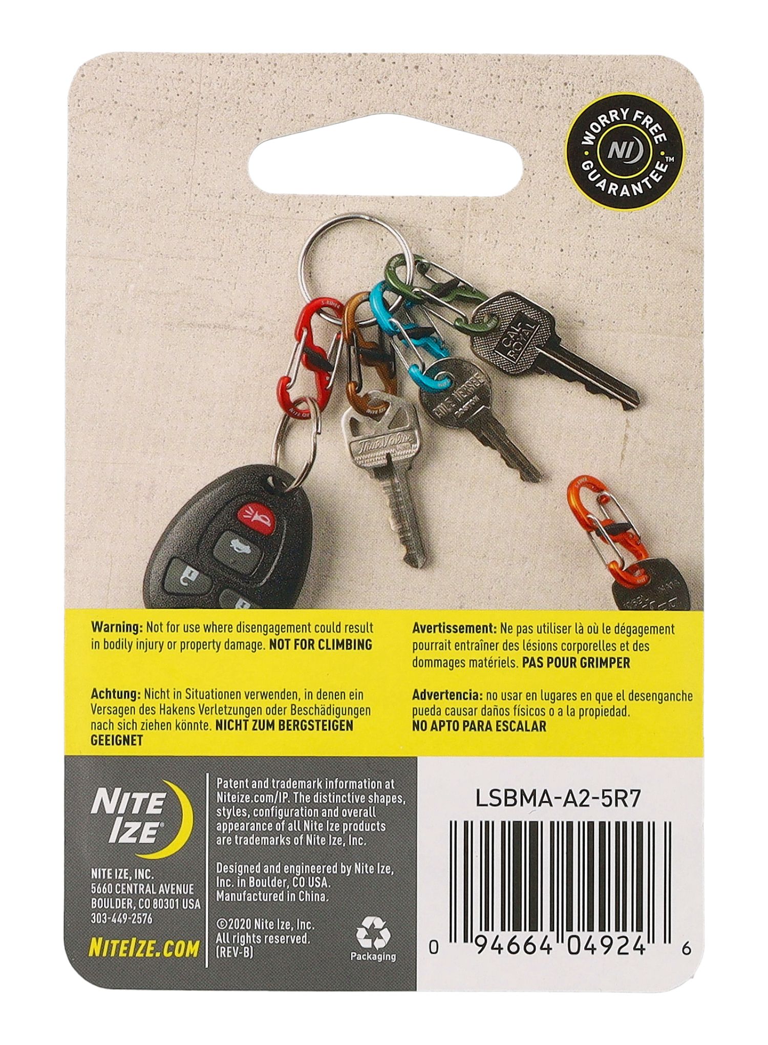 Nite Ize S-Biner MicroLock Aluminum - 5 Pack Kulcstartó karabiner - assorted