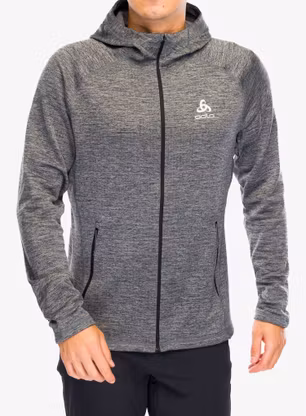 Odlo Tencia Mid Layer Hoody Full Zip Kapucnis felső - dark grey melange