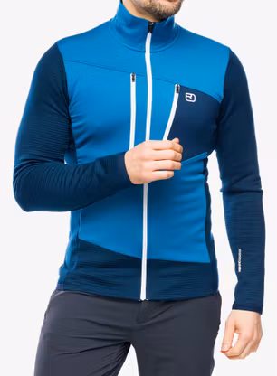 Ortovox Fleece Grid Jacket Cipzáras férfi felső - mountain blue