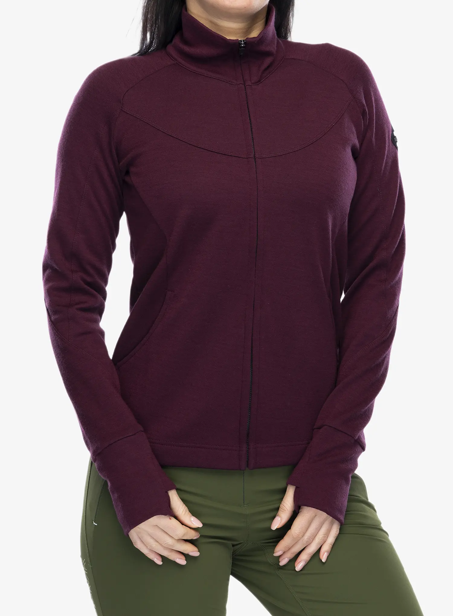 Sensor Merino Upper Fleece Full Zip Felső - port red