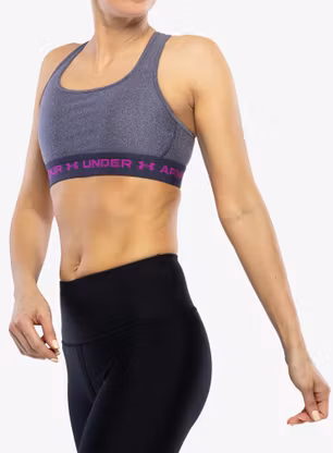 Under Armour Crossback Mid Heather Bra Sport Melltartó - tempered steel lt/strobe