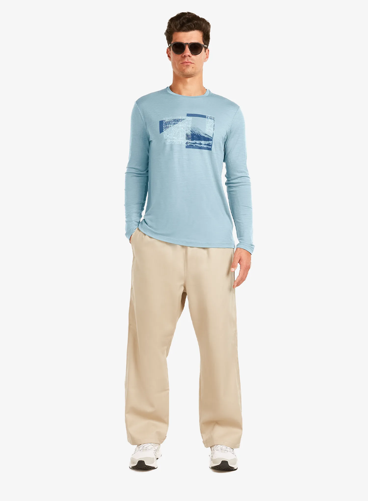 Icebreaker Merino 150 Tech Lite LS Tee Peak Bal Férfi pulóver - flint blue