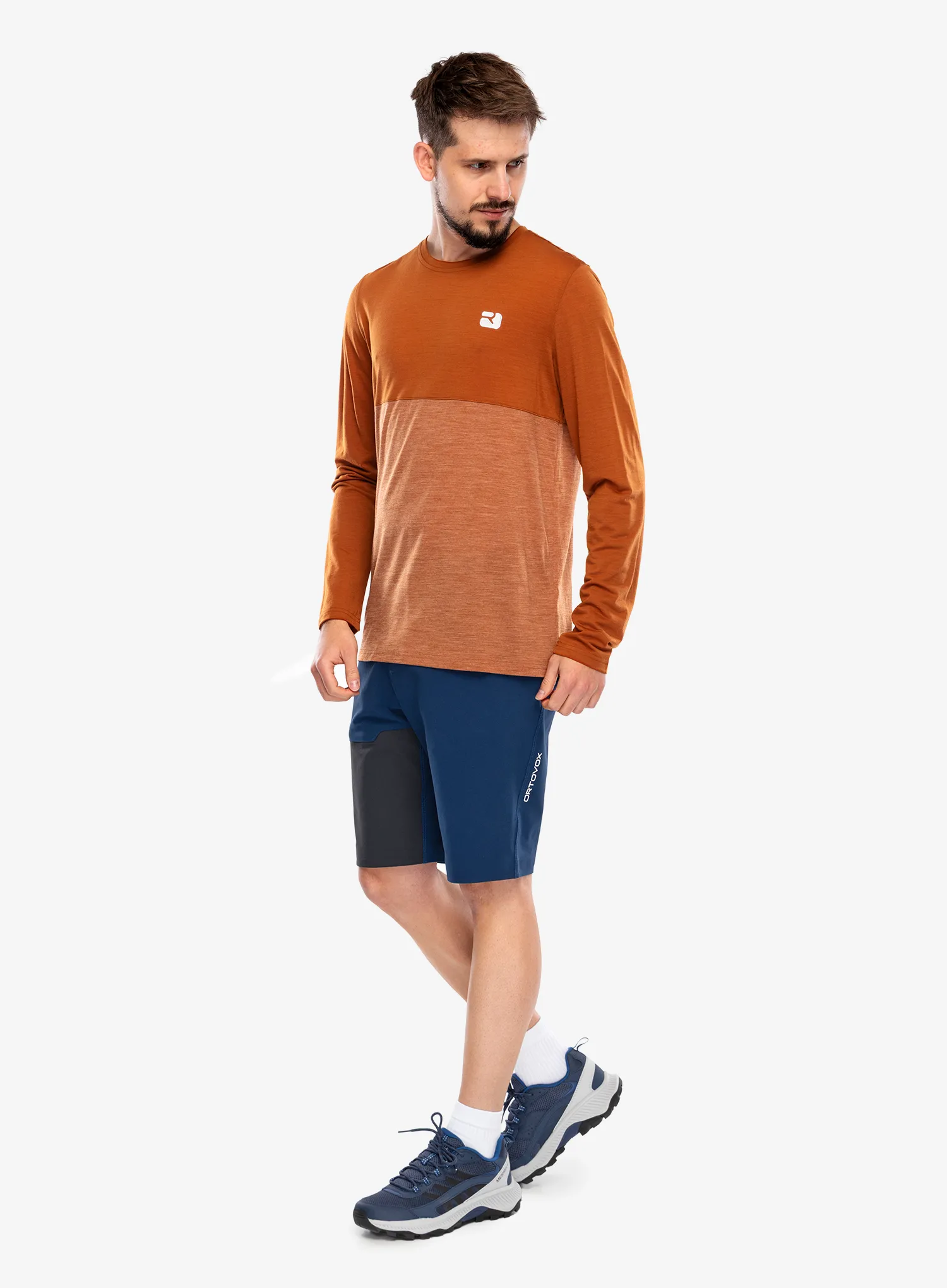 Ortovox 150 Cool Logo LS Férfi pulóver - bristle brown