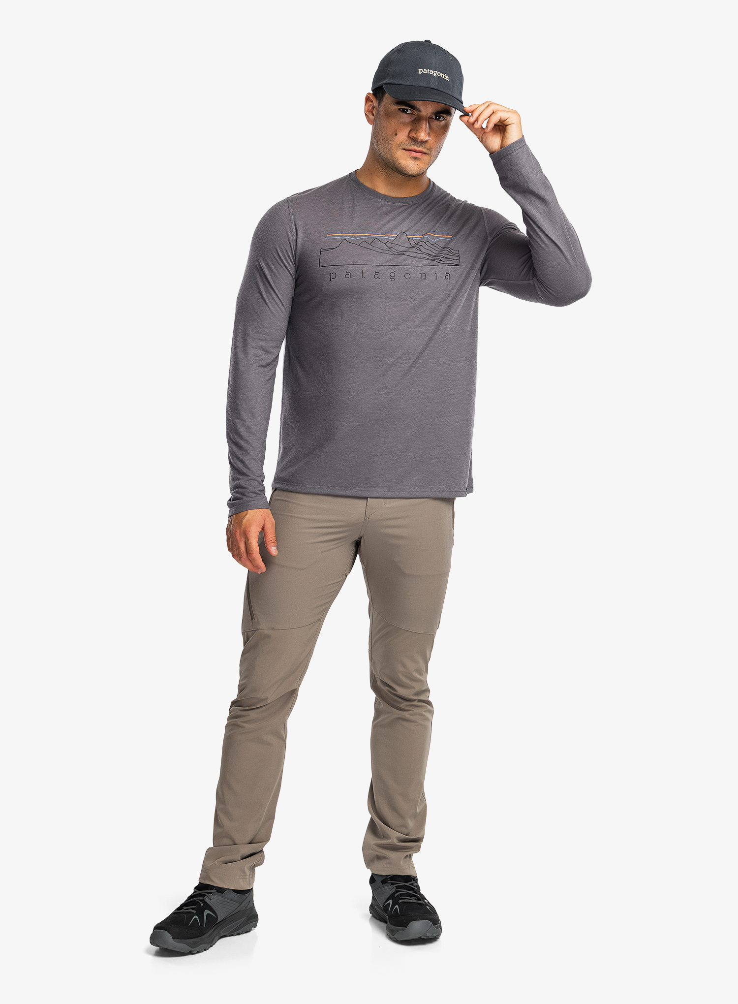 Patagonia L/S Cap Cool Trail Shirt Stratapeaks Férfi pulóver - may grey