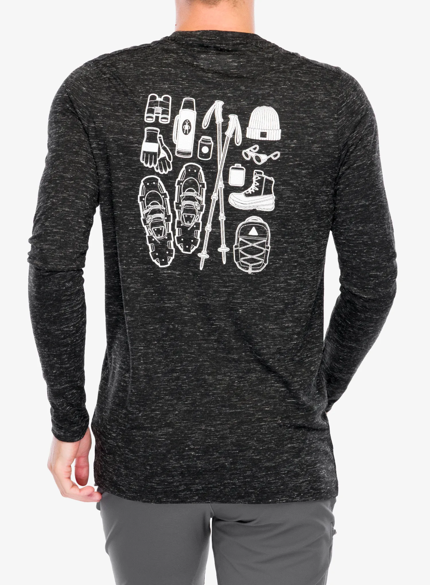 Smartwool Merino Hemp Blend Gear Up Long Sleeve Graphic Tee Férfi pulóver - black heather