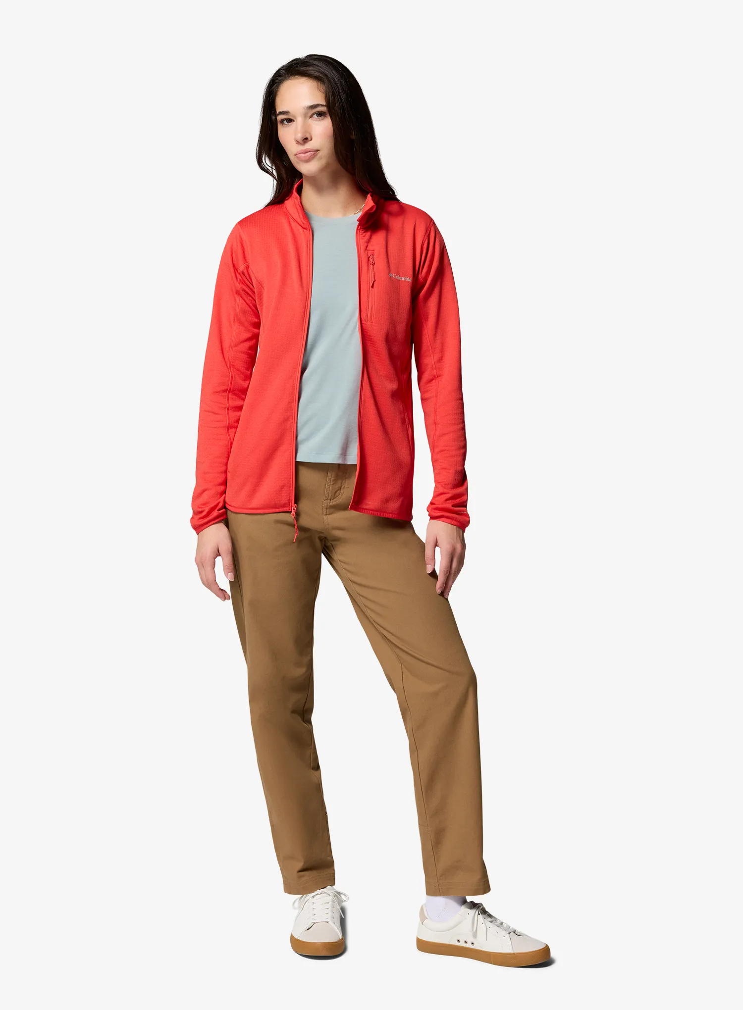 Columbia Essential Hike Grid Fleece Full Zip Női pulóver - poppy red