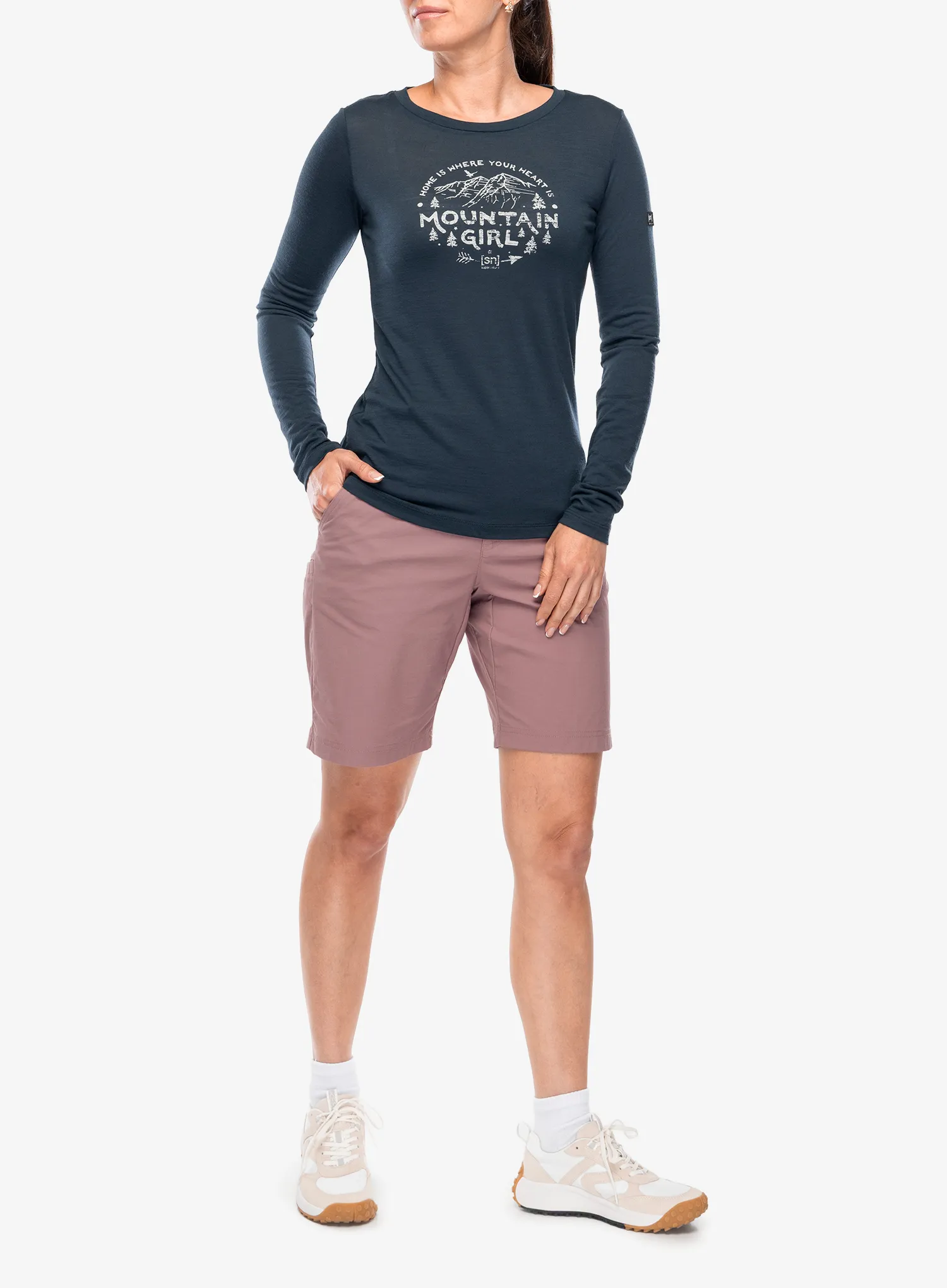 Super.natural Mountain Girl LS Női pulóver - blueberry/white stone