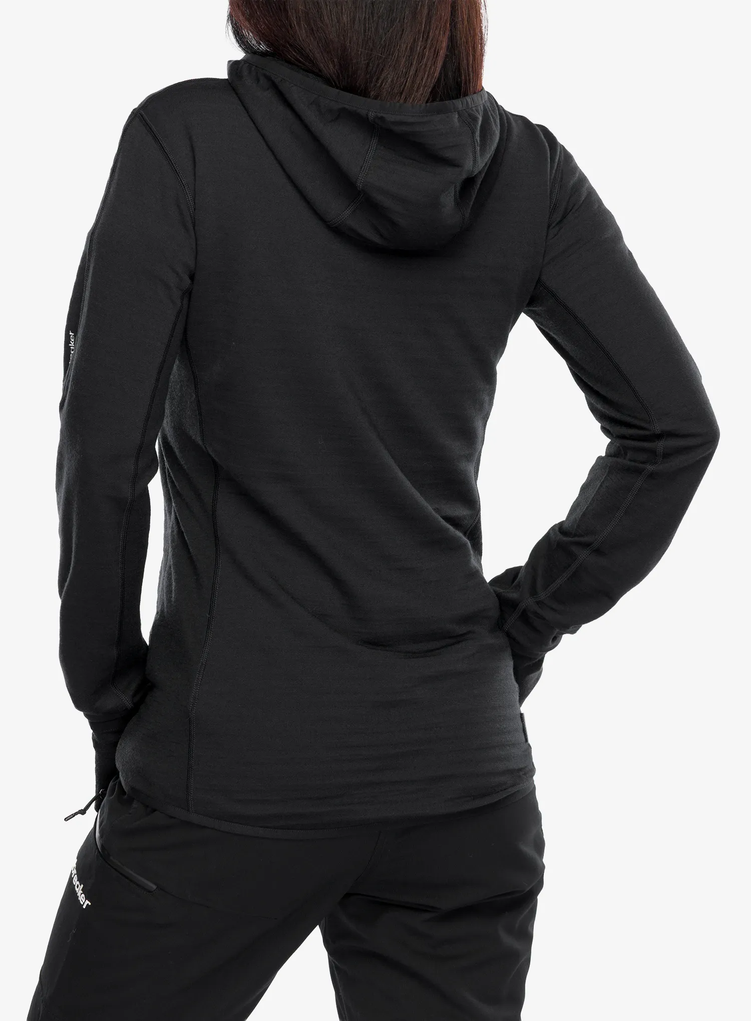 Icebreaker Merino Blend 300 RealFleece Descender LS Zip Hoodie Kapucnis női felső - black