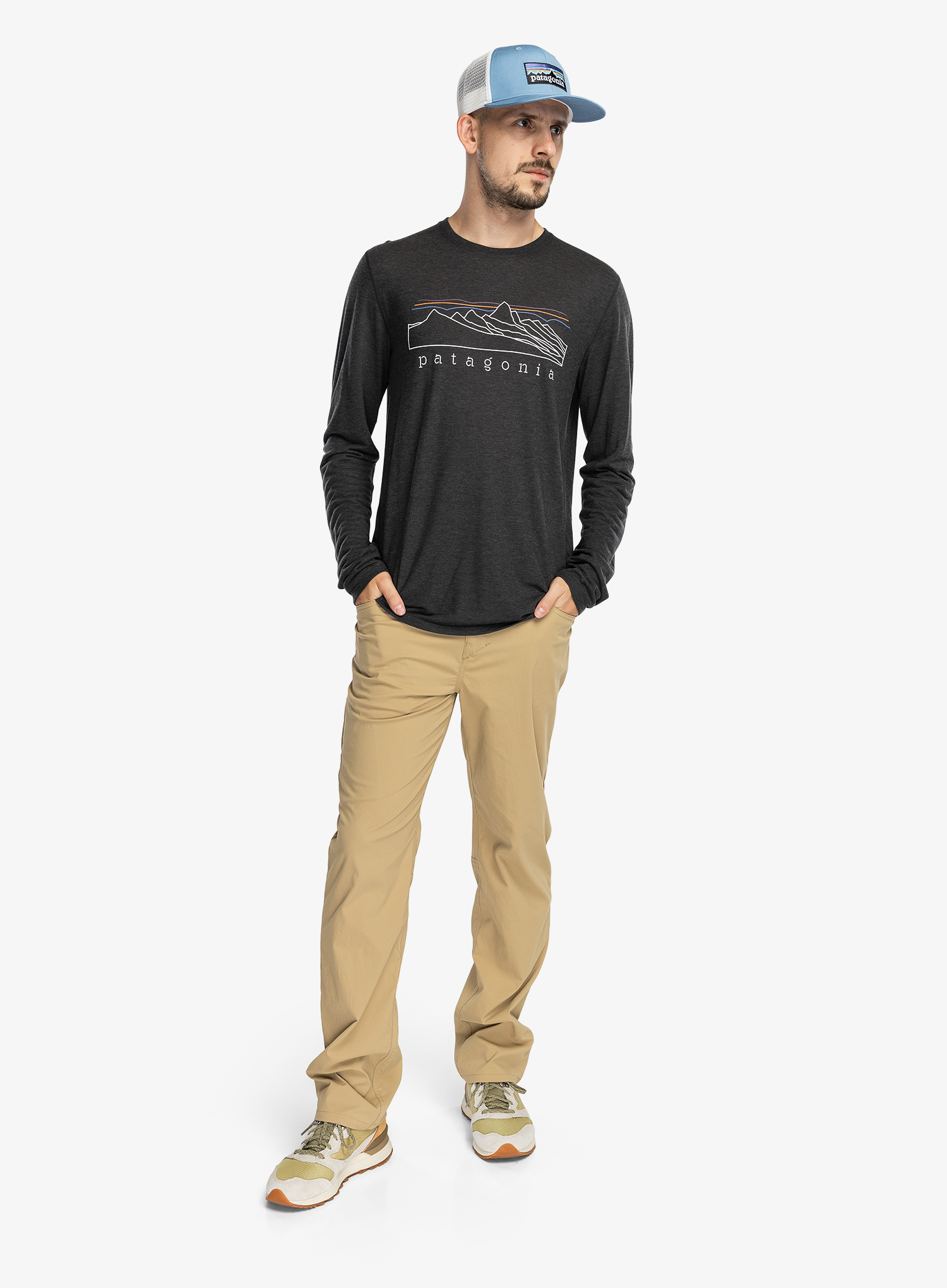 Patagonia L/S Cap Cool Trail Shirt Stratapeaks Felső - ink black