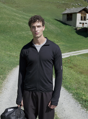 Icebreaker Merino Blend 300 RealFleece Descender LS Zip Cipzáras felső - blk