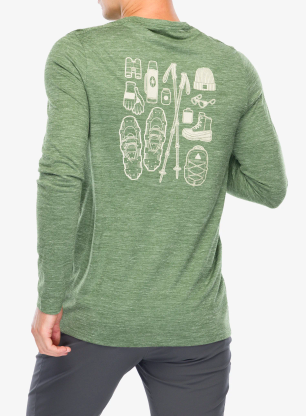 Smartwool Merino Hemp Blend Gear Up Long Sleeve Graphic Tee Felső - fern green heather