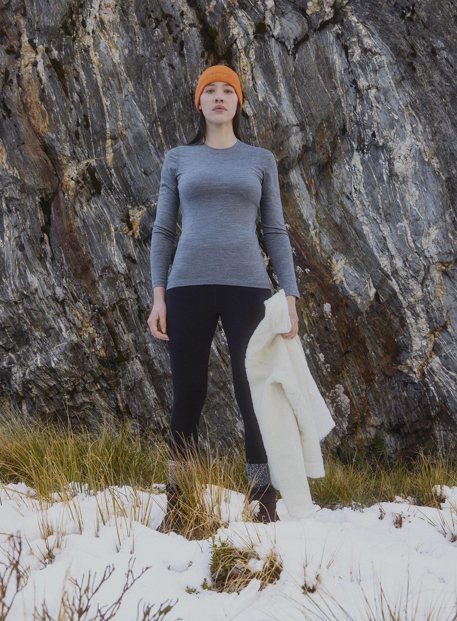 Icebreaker 200 Oasis L/S Crewe Termoaktív Felső - gritstone heather