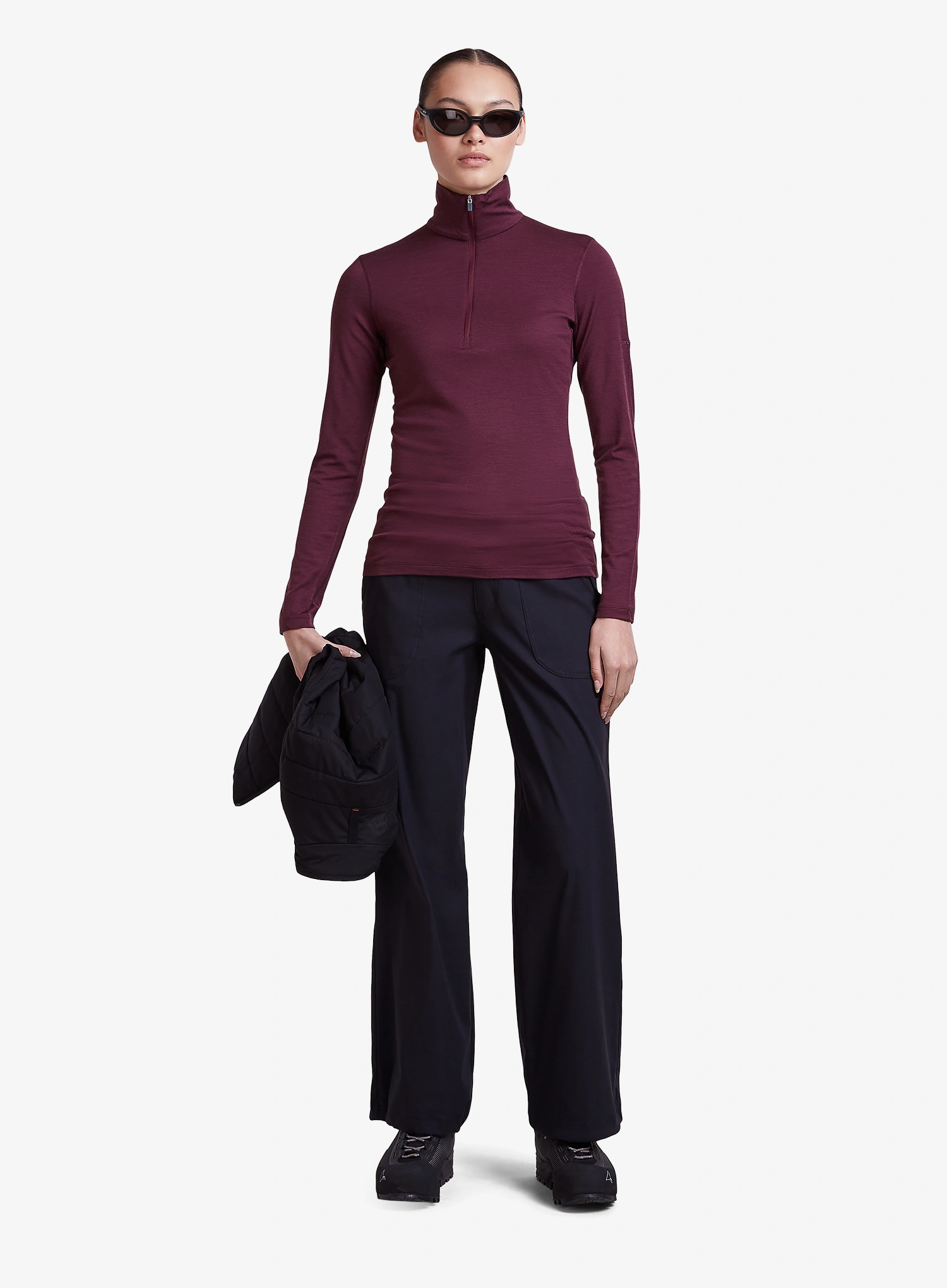 Icebreaker 200 Oasis L/S Half Zip Termoaktív női felső - dk berry