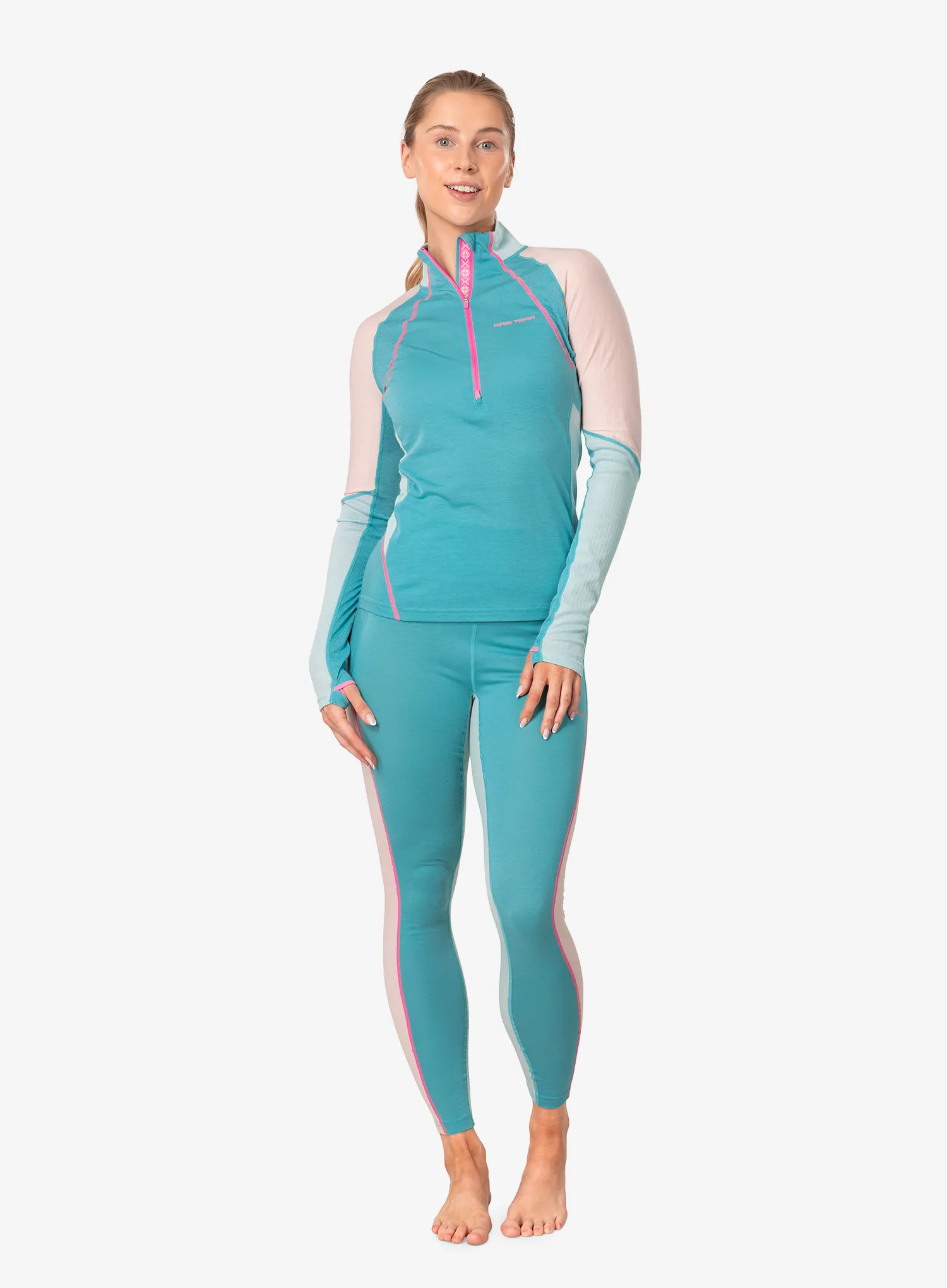 Kari Traa Alma Half Zip Termoaktív női felső - blue lagoon