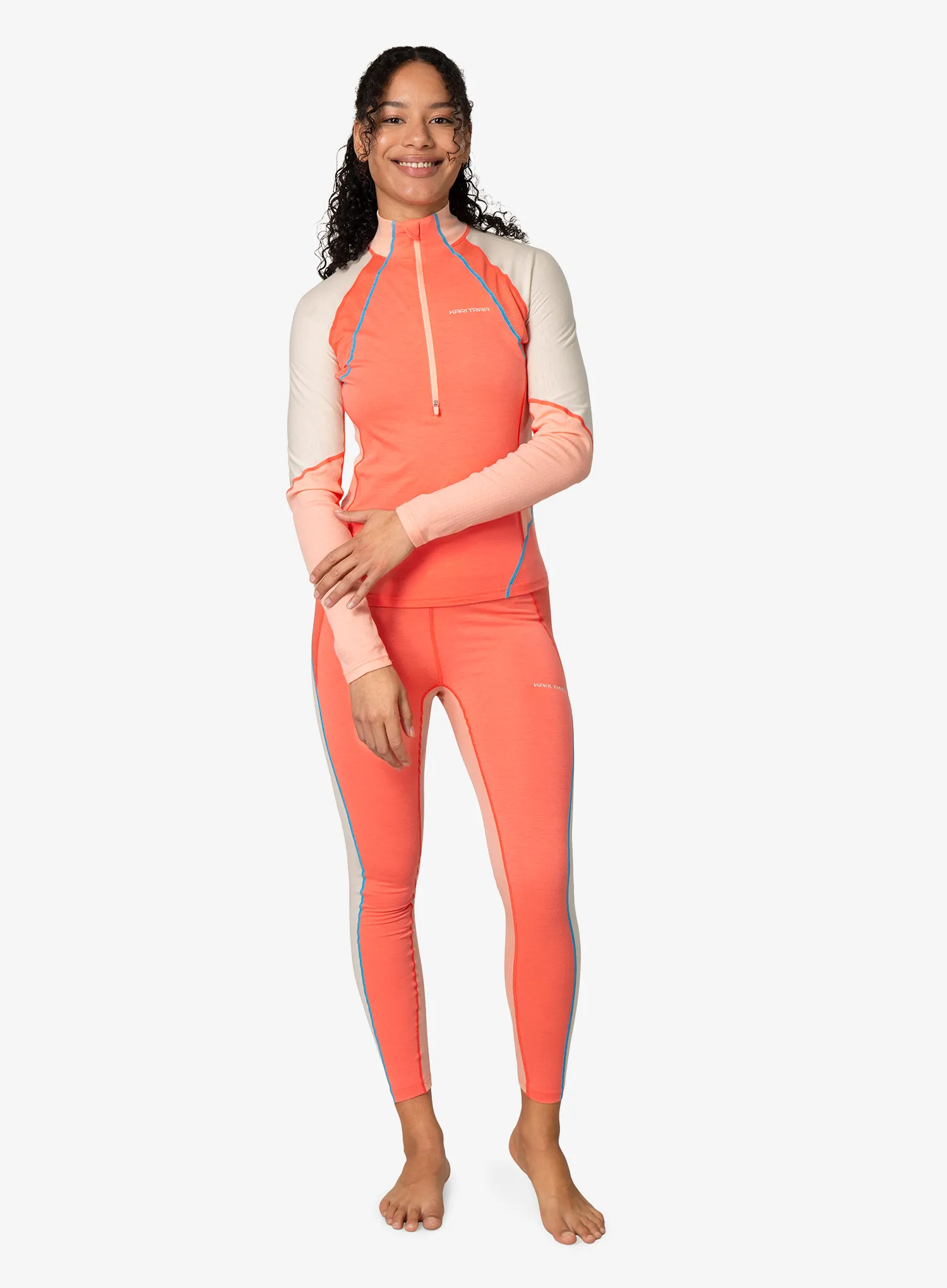 Kari Traa Alma Half Zip Termoaktív női felső - coral