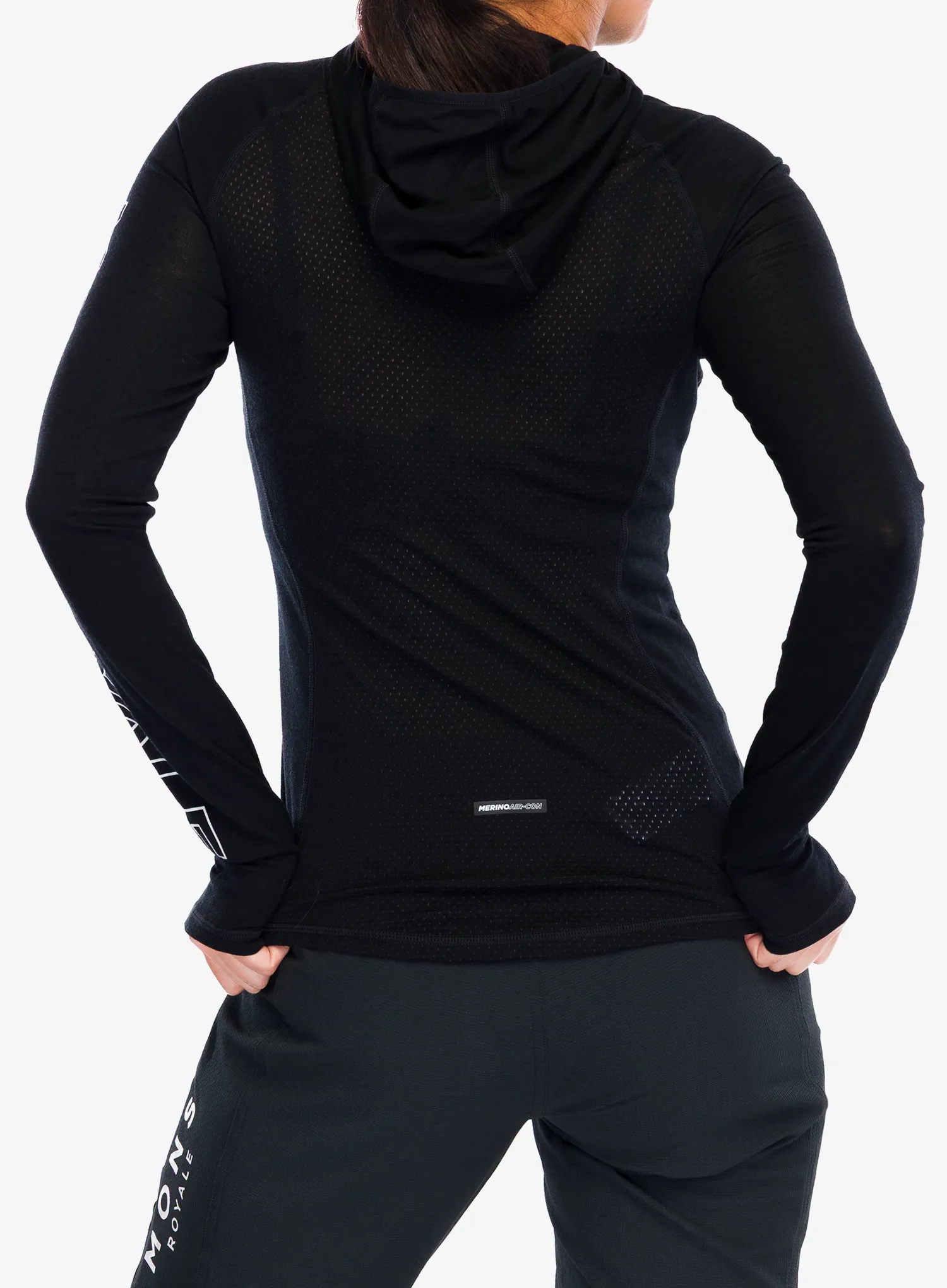 Mons Royale Bella Tech Hood Termoaktív Női Felső - black
