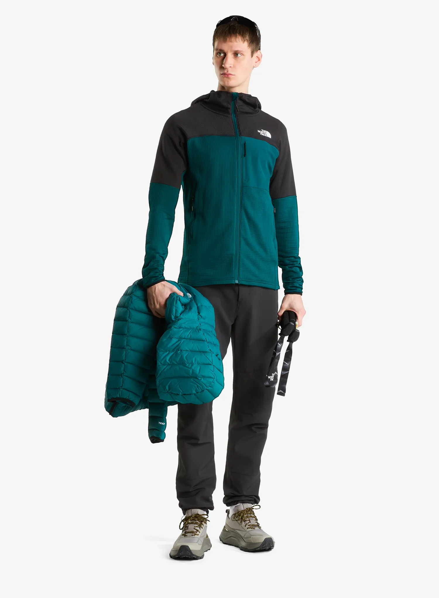 The North Face Polartec Powergrid Stormgap Hoodie Férfi pulóver - pacific teal/tnf black