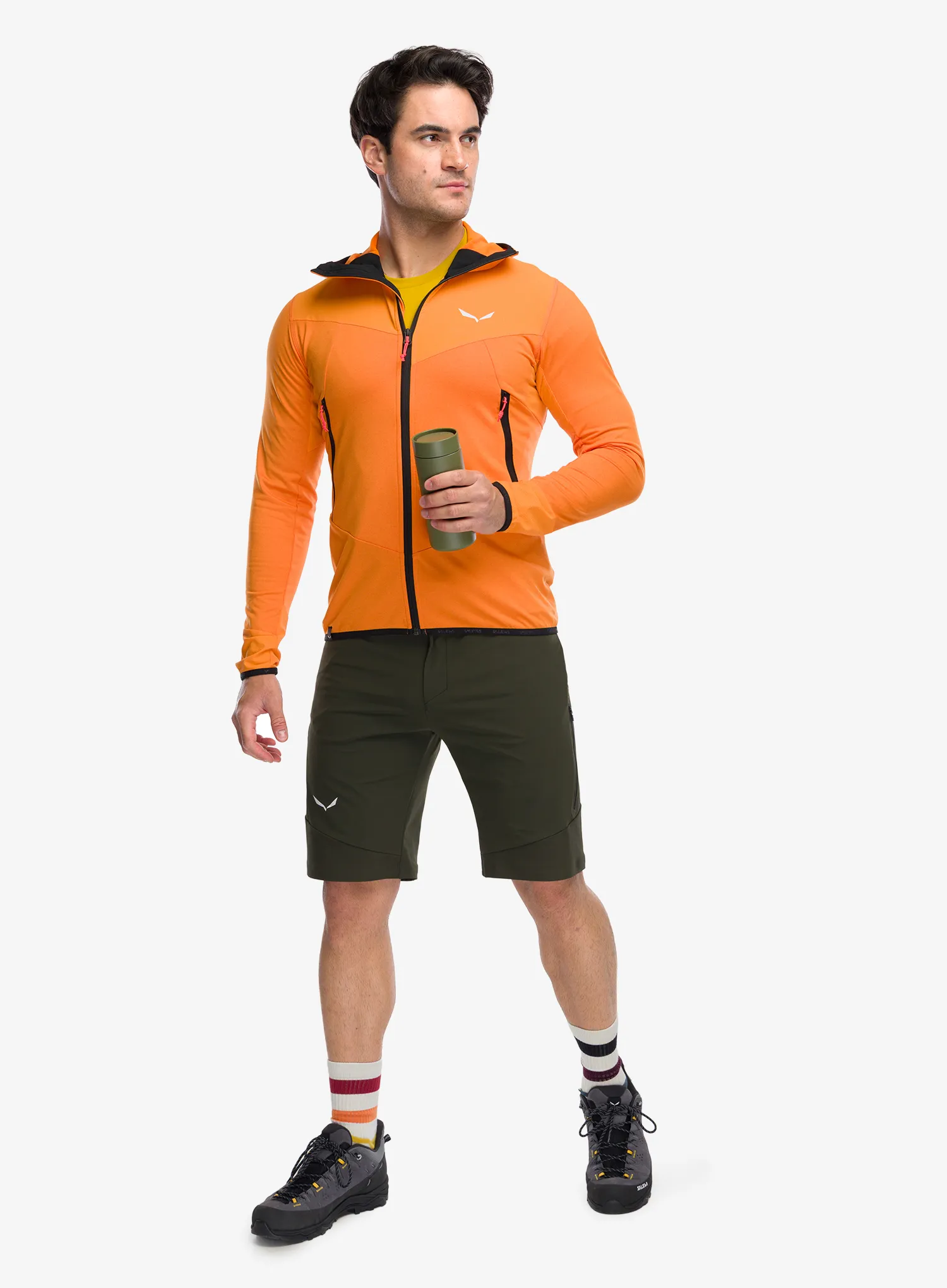 Salewa Agner Hybrid Polarlite Durastretch FZ Hooded Felső sziklamászáshoz - turmeric melange