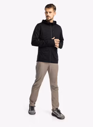 Icebreaker Merino Blend 300 RealFleece Descender LS Zip Hoodie Kapucnis felső - black
