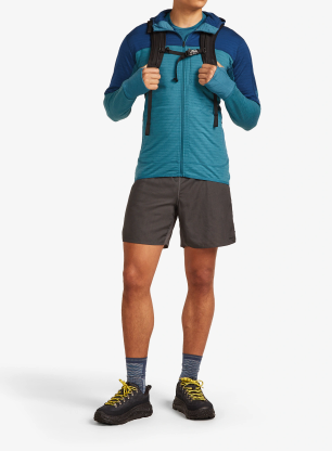 Icebreaker Merino Blend 300 RealFleece Descender LS Zip Hoodie Kapucnis felső - topaz/atlantis/cb