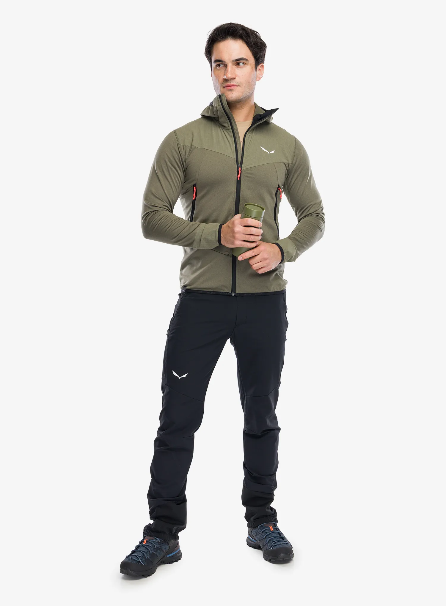 Salewa Agner Hybrid Polarlite Durastretch FZ Hooded Kapucnis felső - faded green