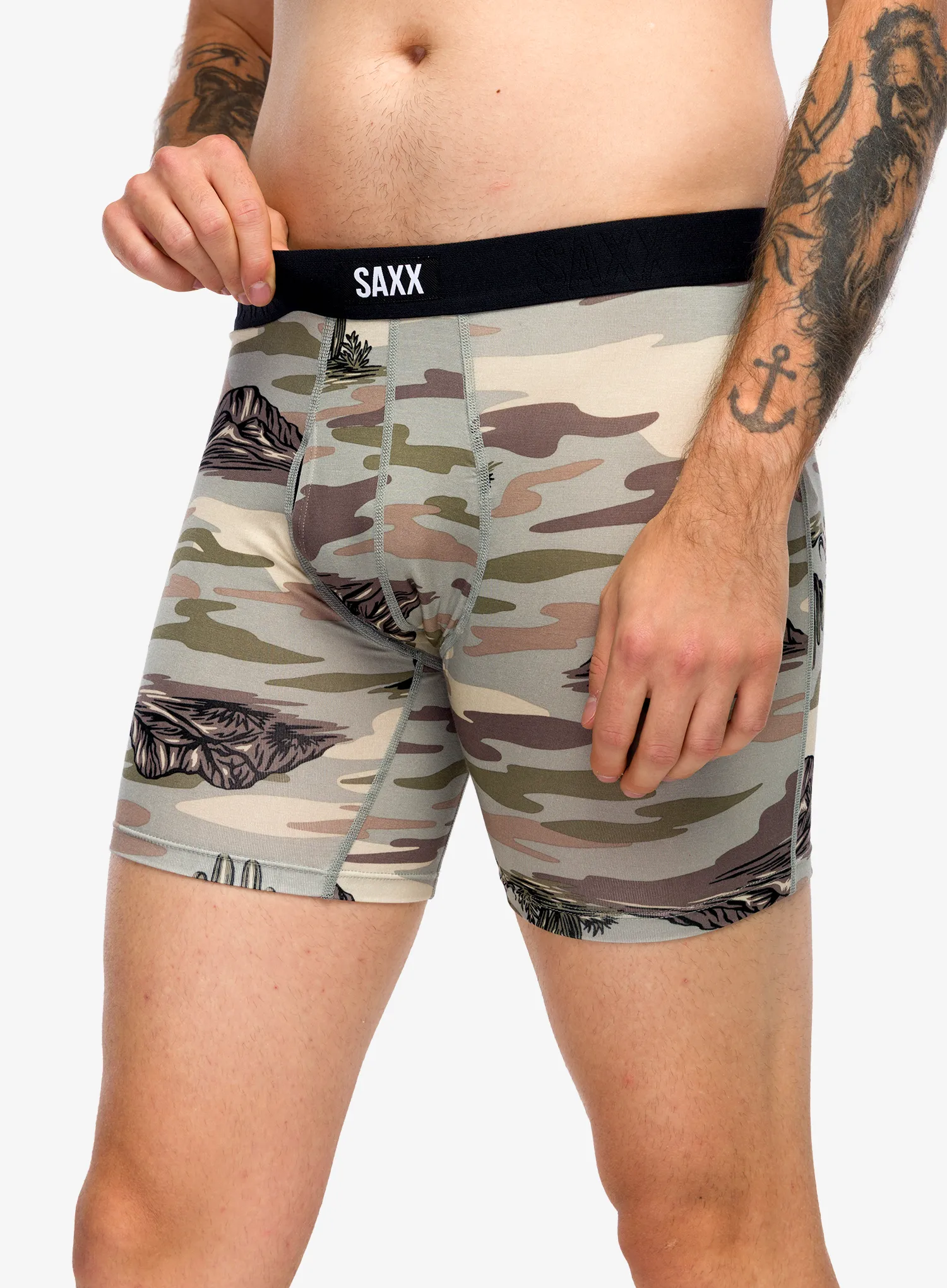 Saxx Vibe Xtra Soft Comfort Boxer Brief Fly Termoaktív boxeralsó - scenic desert/neutral grey