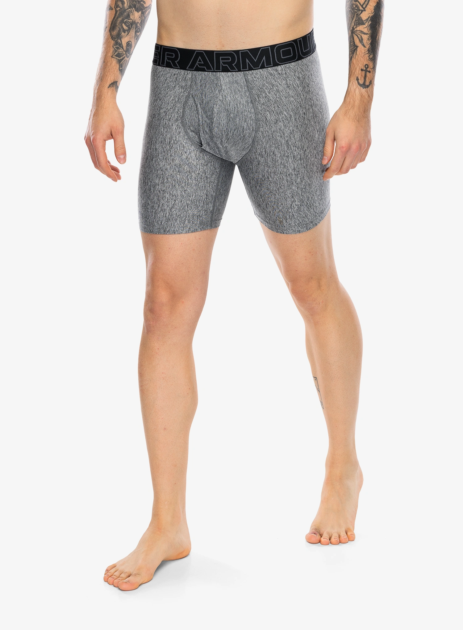 Under Armour Performance Tech Print 6in 3PK Termoaktív boxeralsó - black/black/castlerock htr