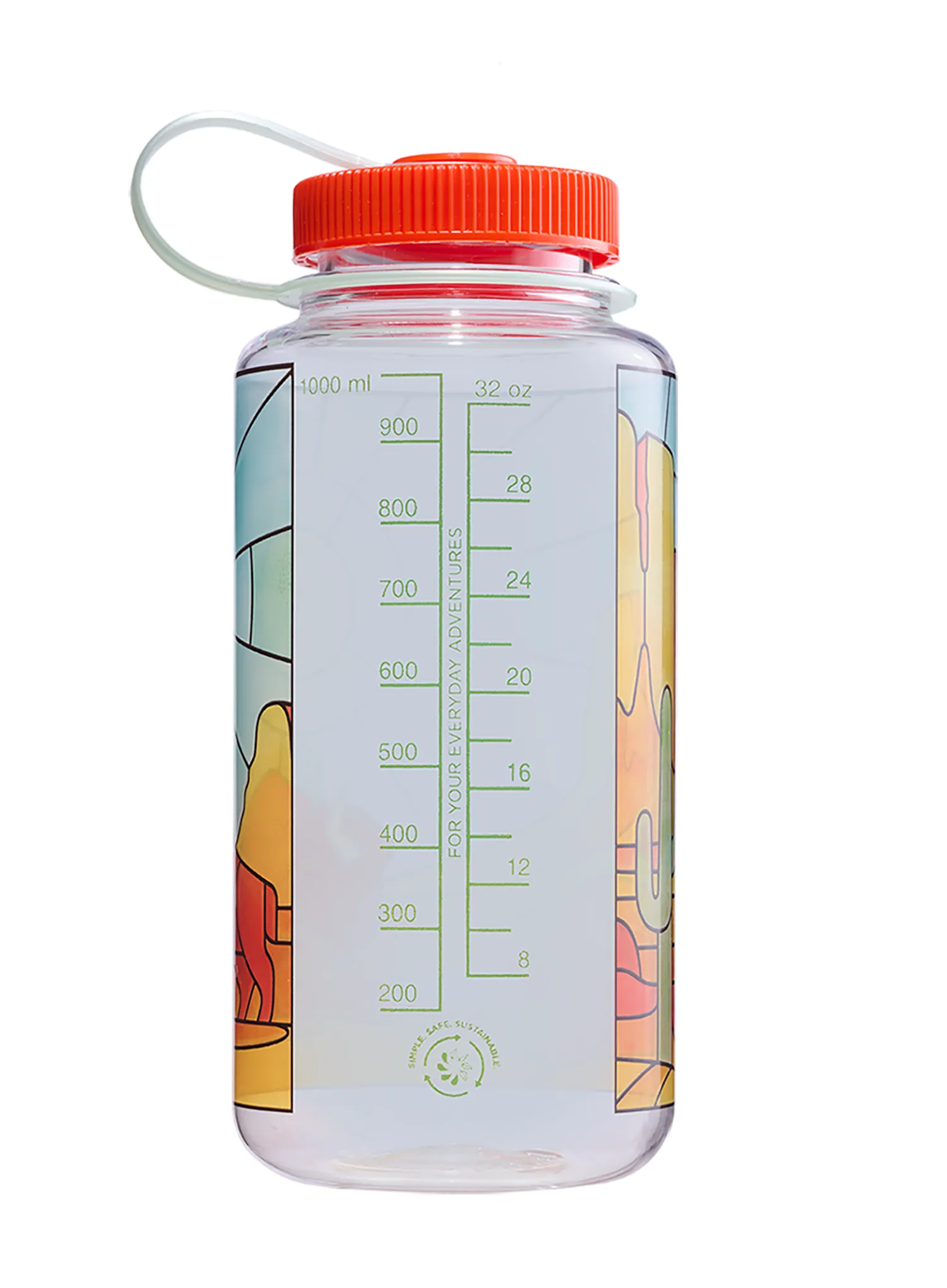 Nalgene Wide Mouth 32 oz (946 ml) Palack - clear stained glass desert