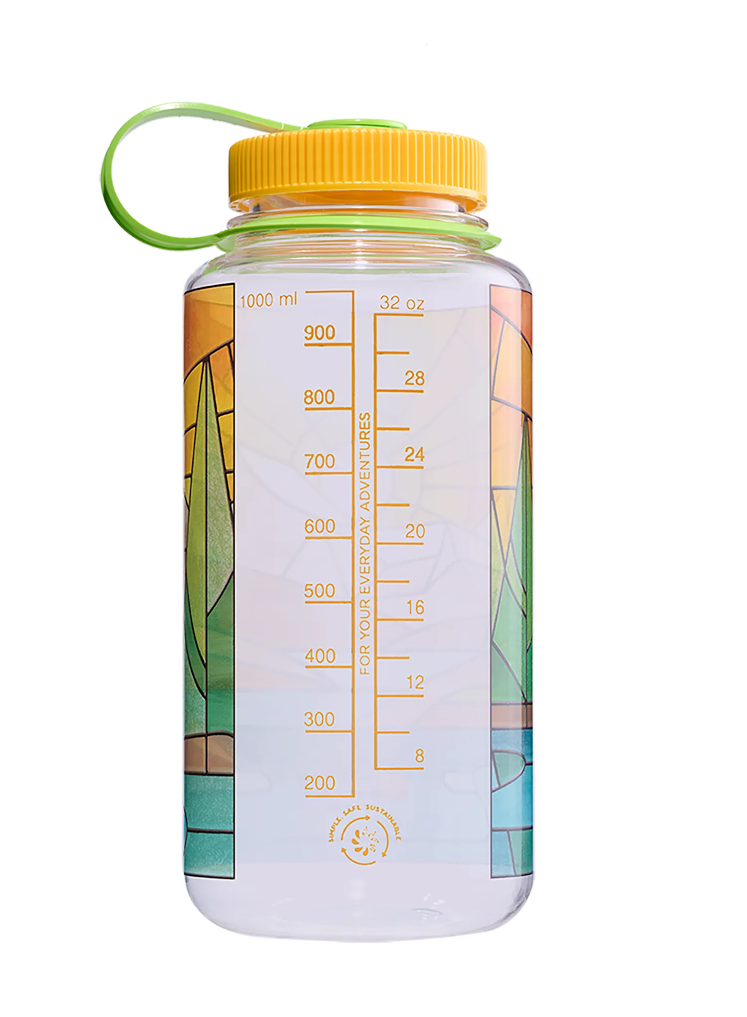 Nalgene Wide Mouth 32 oz (946 ml) Palack - clear stained glass river