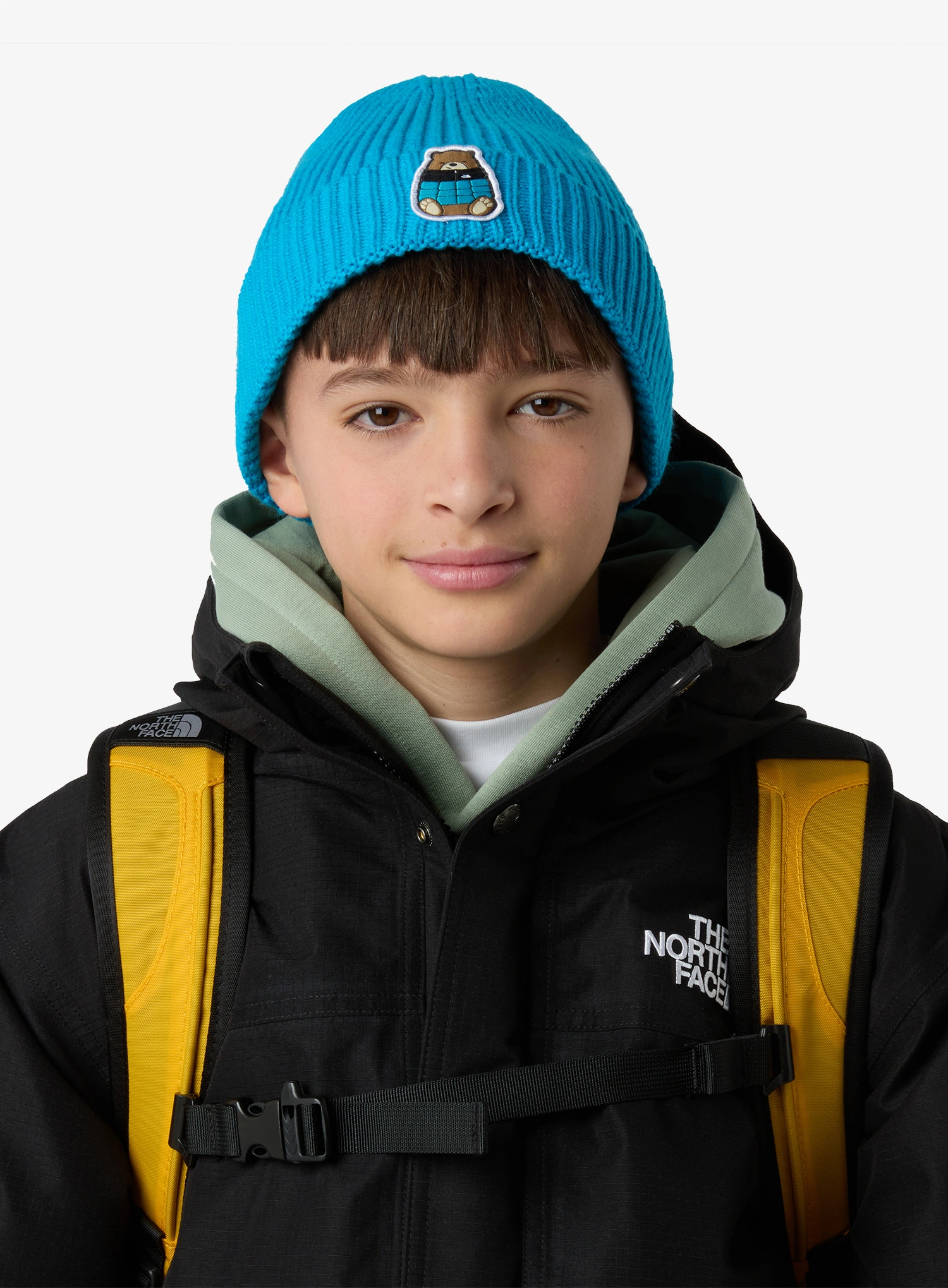 The North Face Logo Box Cuffed Beanie Sapka gyerekeknek - meridian blue/bear patch