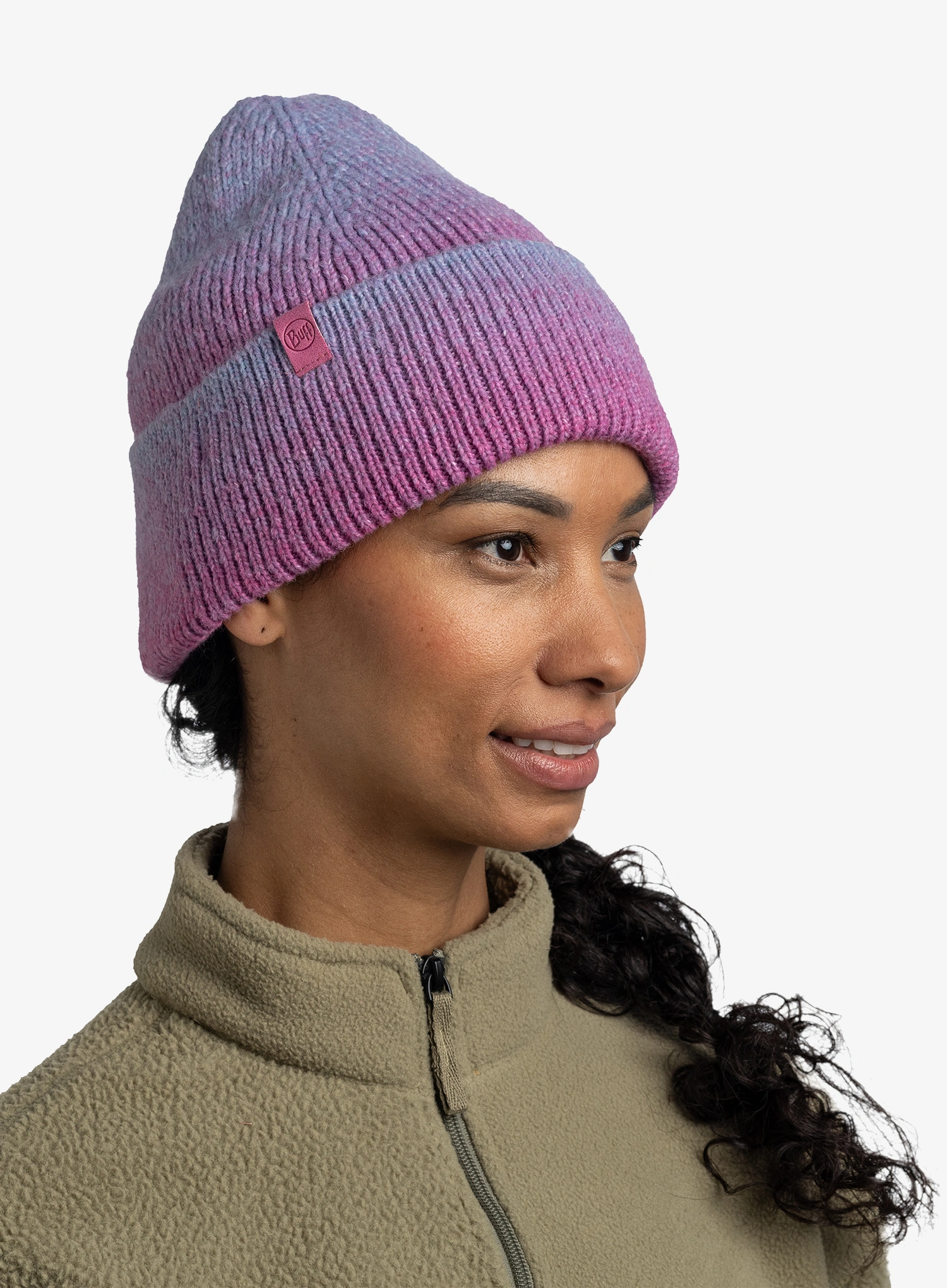 Buff Knitted Beanie Marin Téli sapka - orchid