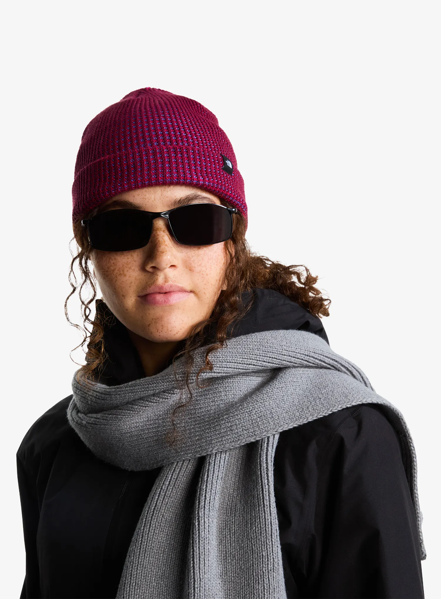 The North Face Fisherman Beanie Multi Téli sapka - burgundy crush multi