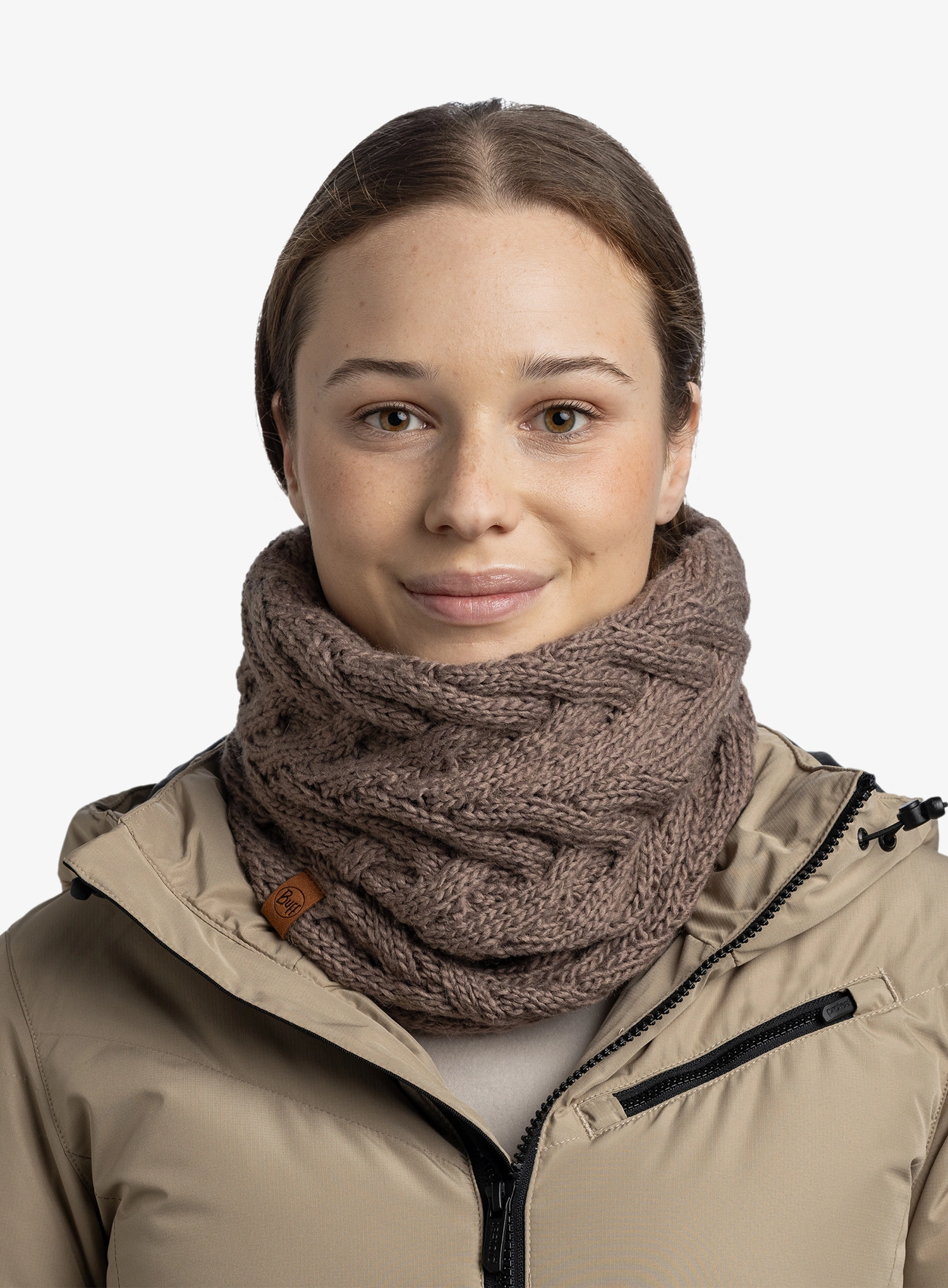 Buff Knitted&Fleece Neckwarmer Caryn Csősál - cobblestone