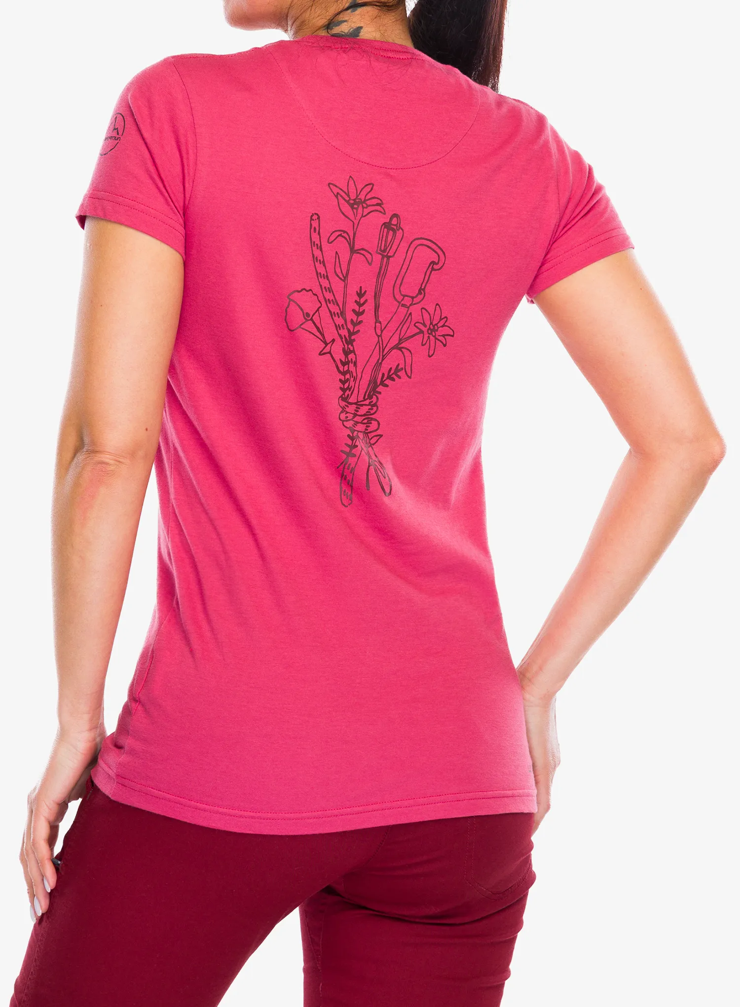 La Sportiva Climb Flower T-Shirt Női pamutpóló - rosebay