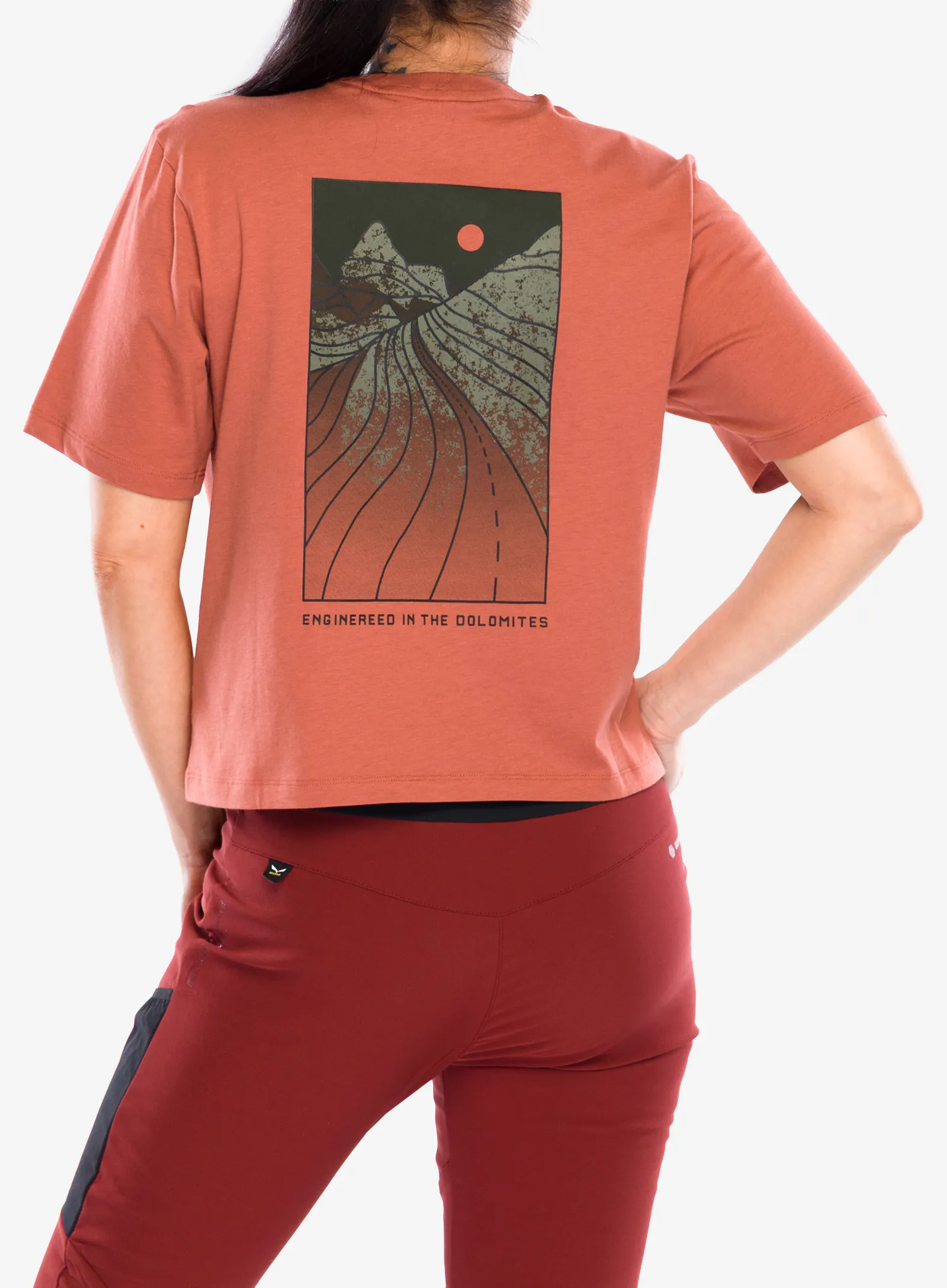 Salewa Eagle Sunset Loose T-Shirt Női pamutpóló - etruscan red