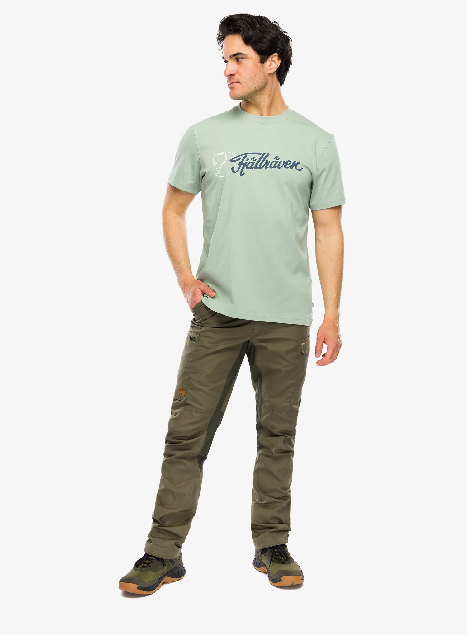 Fjallraven Archive Logo T-Shirt Pamutpóló - misty green