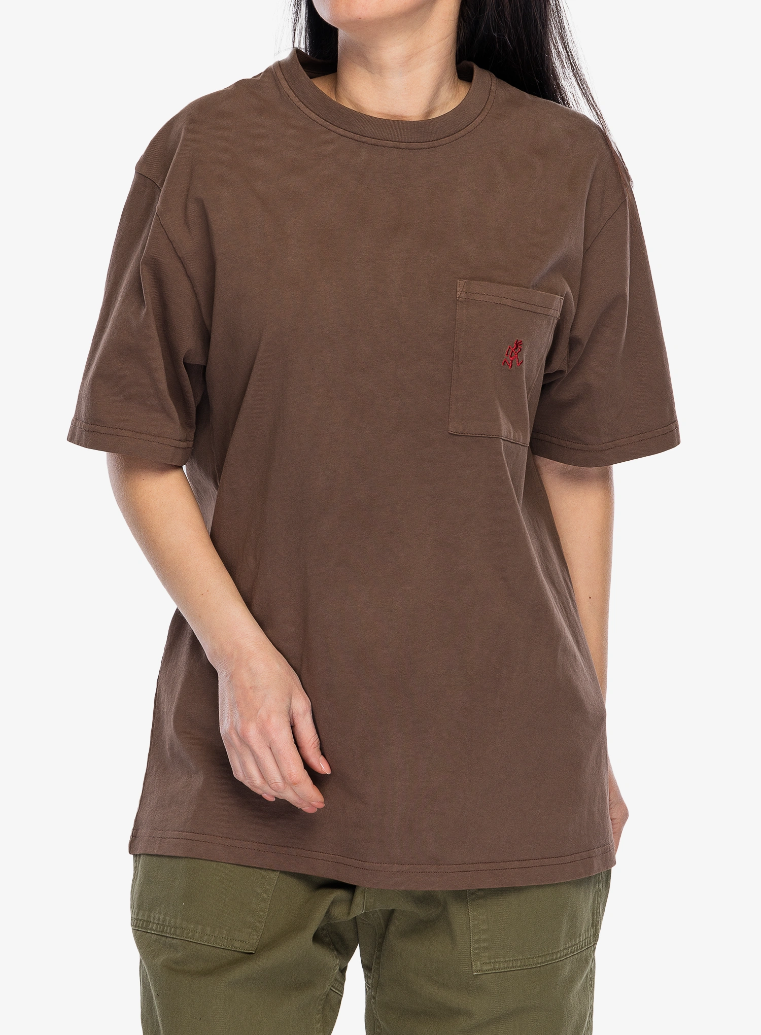 Gramicci One Point Tee Pigment Dyed Pamutpóló - brown pigment