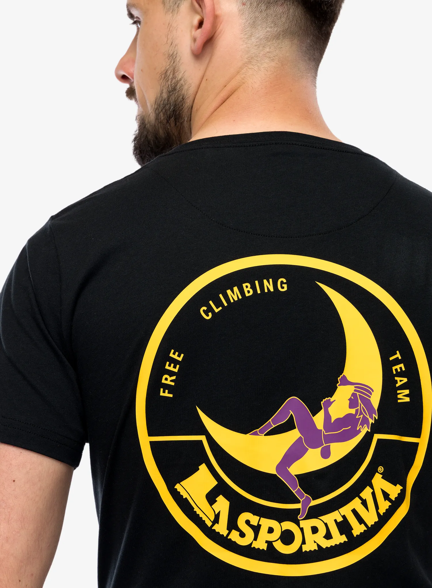 La Sportiva Climbing on the Moon T-Shirt Pamutpóló - black/yellow