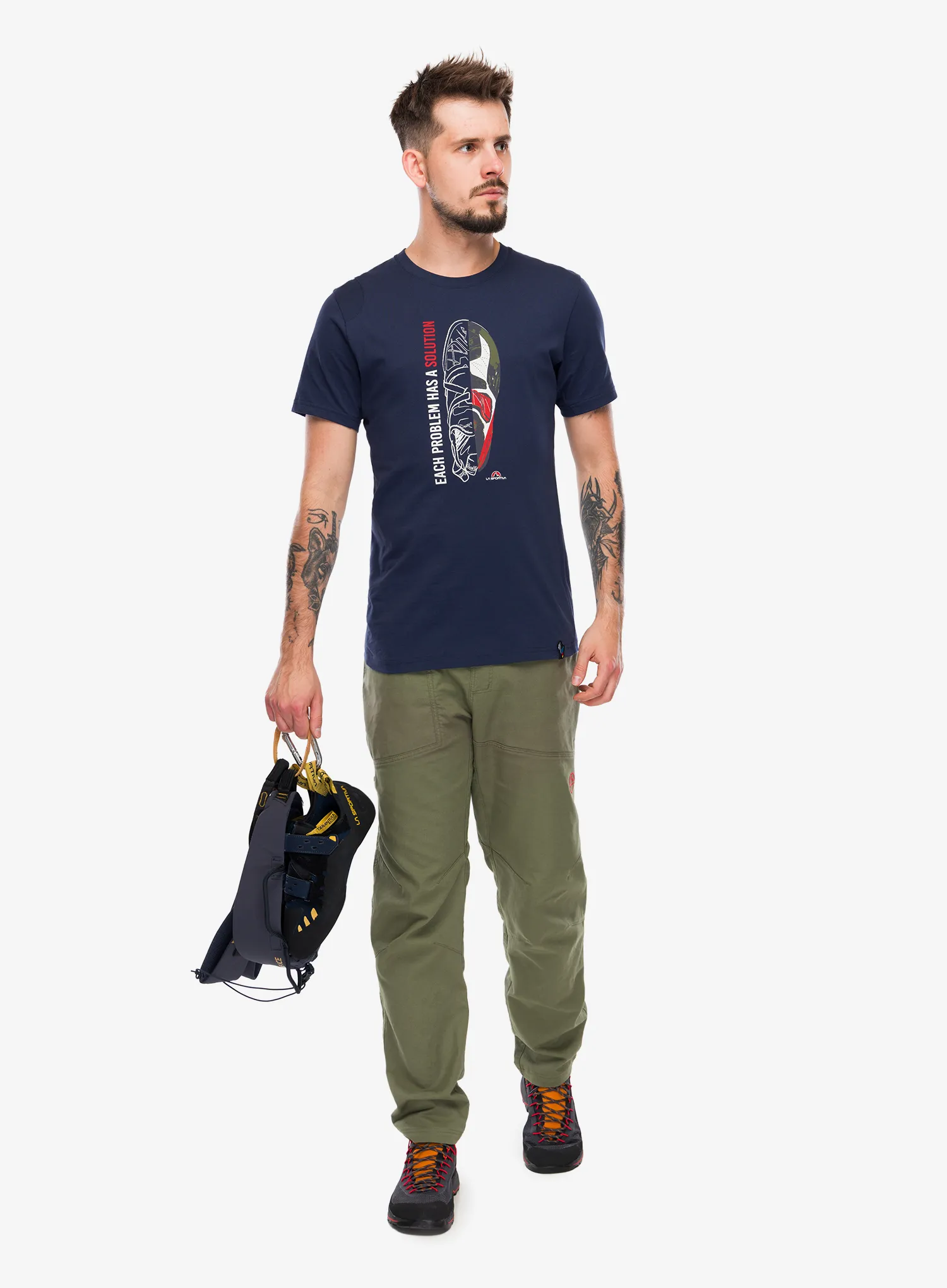 La Sportiva Solution T-Shirt Pamutpóló - night sky/mountain red