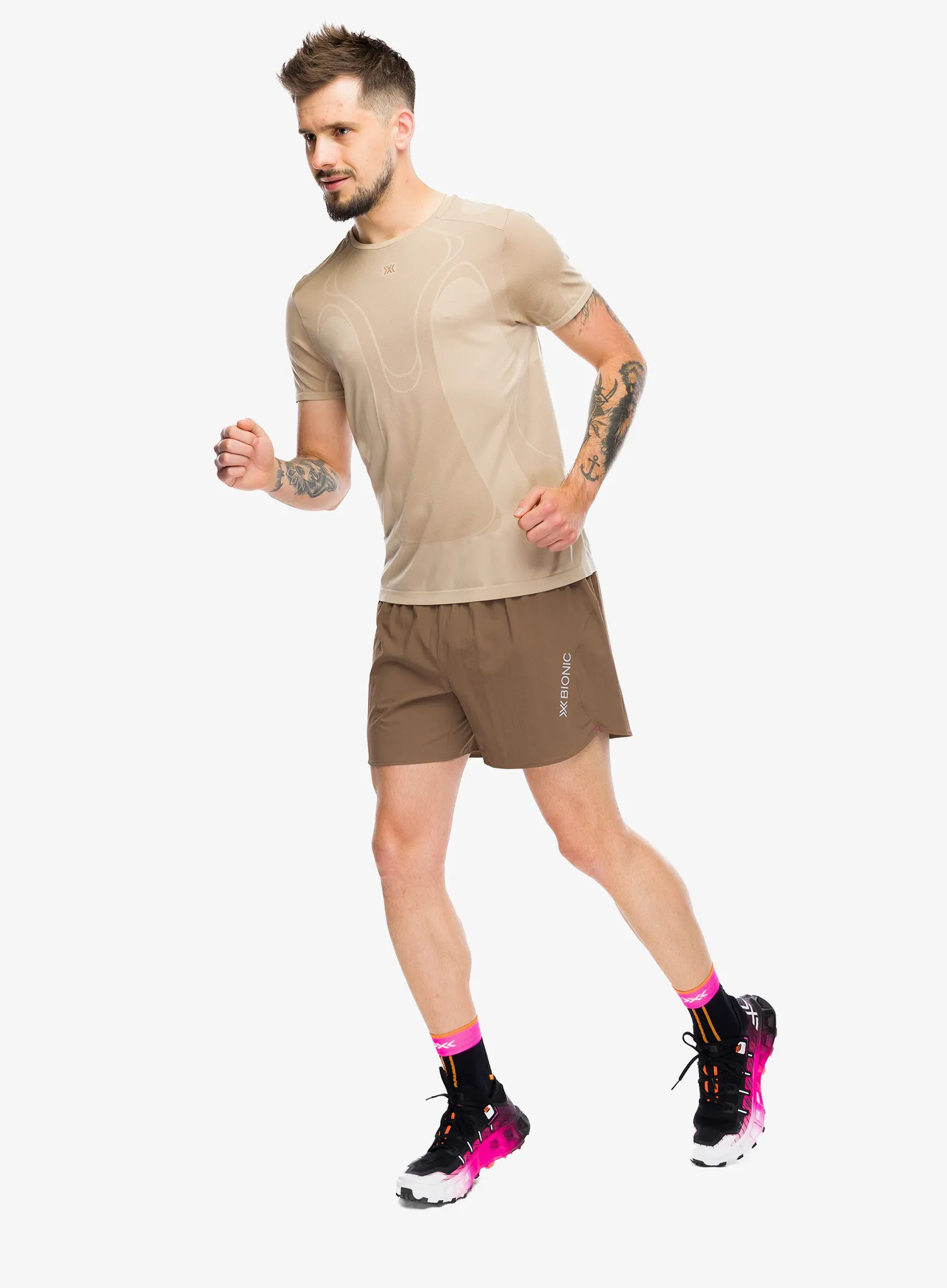 X-Bionic Xceed Run Perform Shirt Futópóló - sand
