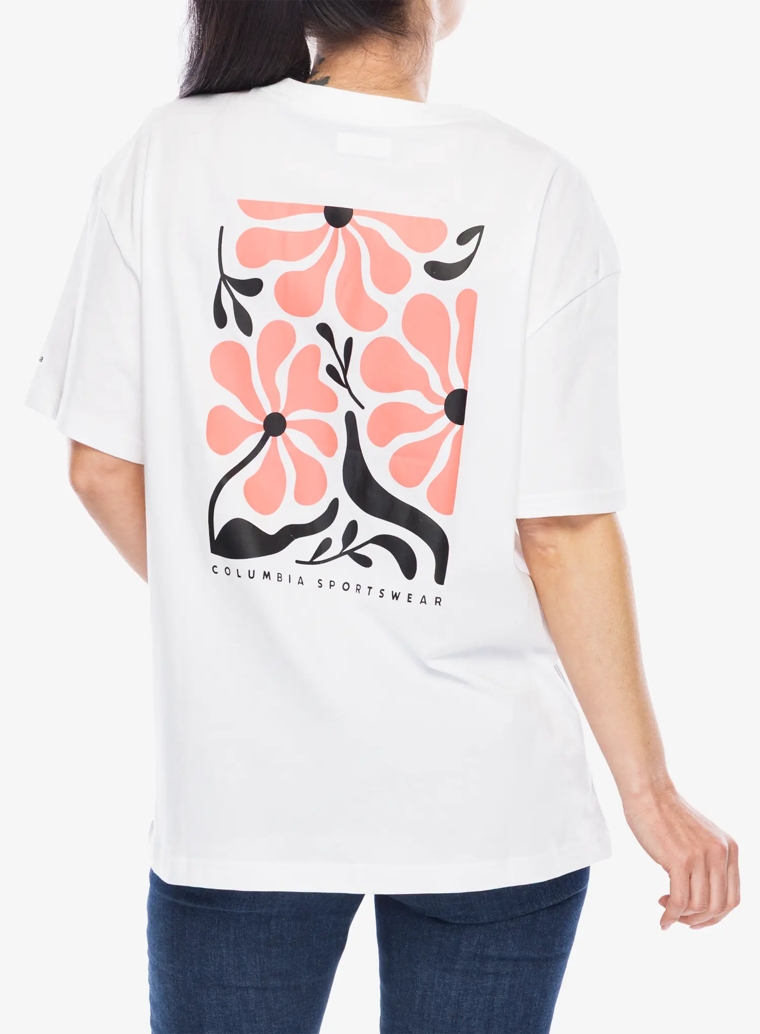 Columbia Rolling Bend Graphic Oversized Tee Női póló - white/floral fun