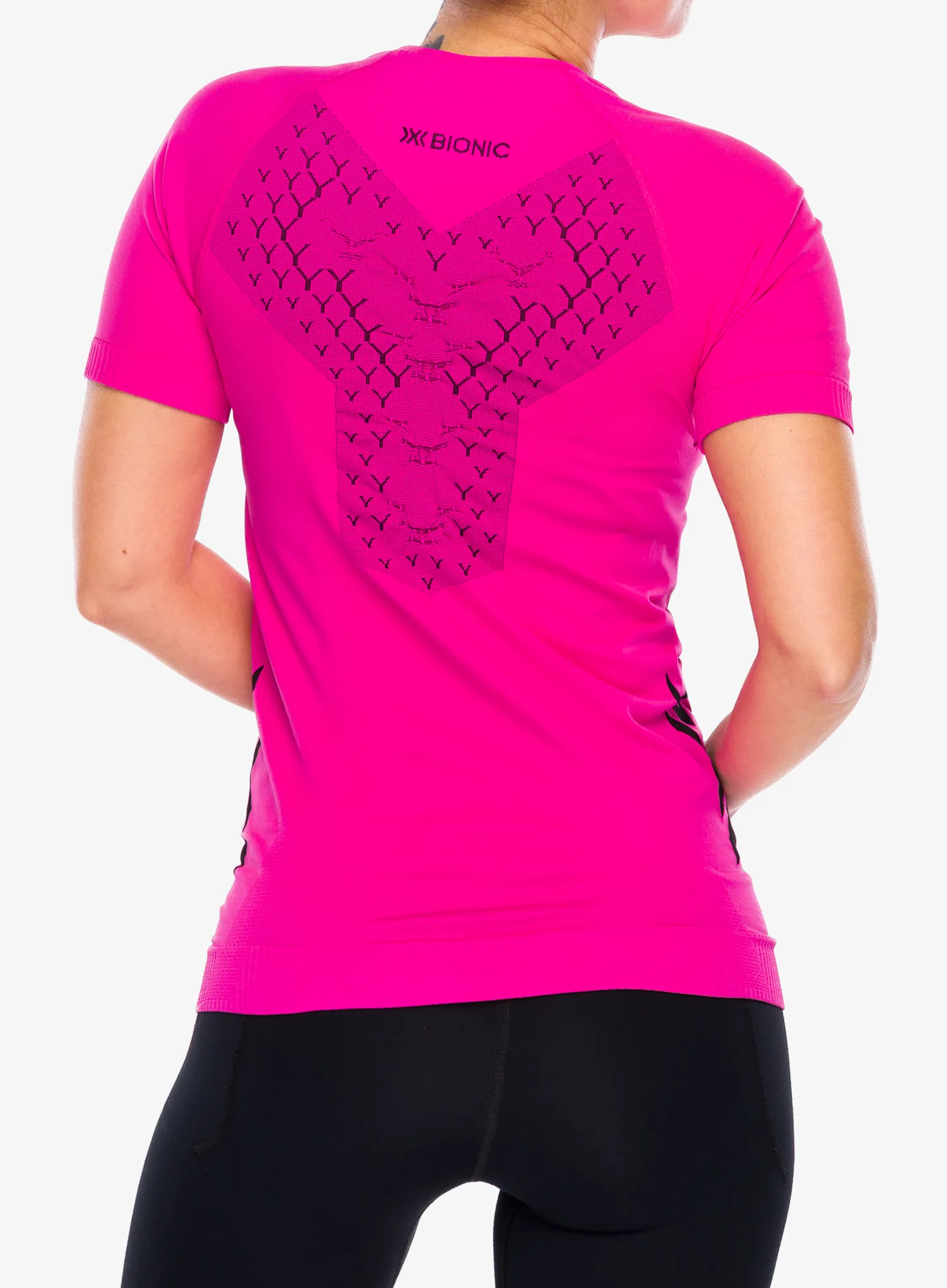 X-bionic Twyce Run Shirt SS Női futópólók - neo pink/x black