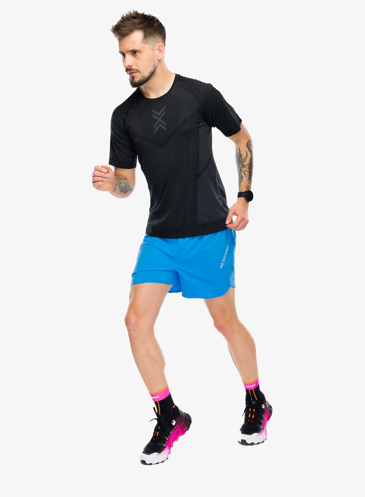 X-bionic Xceed Run Shirt S/S Futópóló - x black/rhino grey