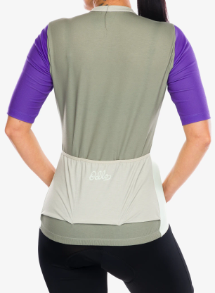 Odlo Essential Heritage Print T-Shirt S/U Collar S/S Full Zip Kerékpáros póló női - agate gray