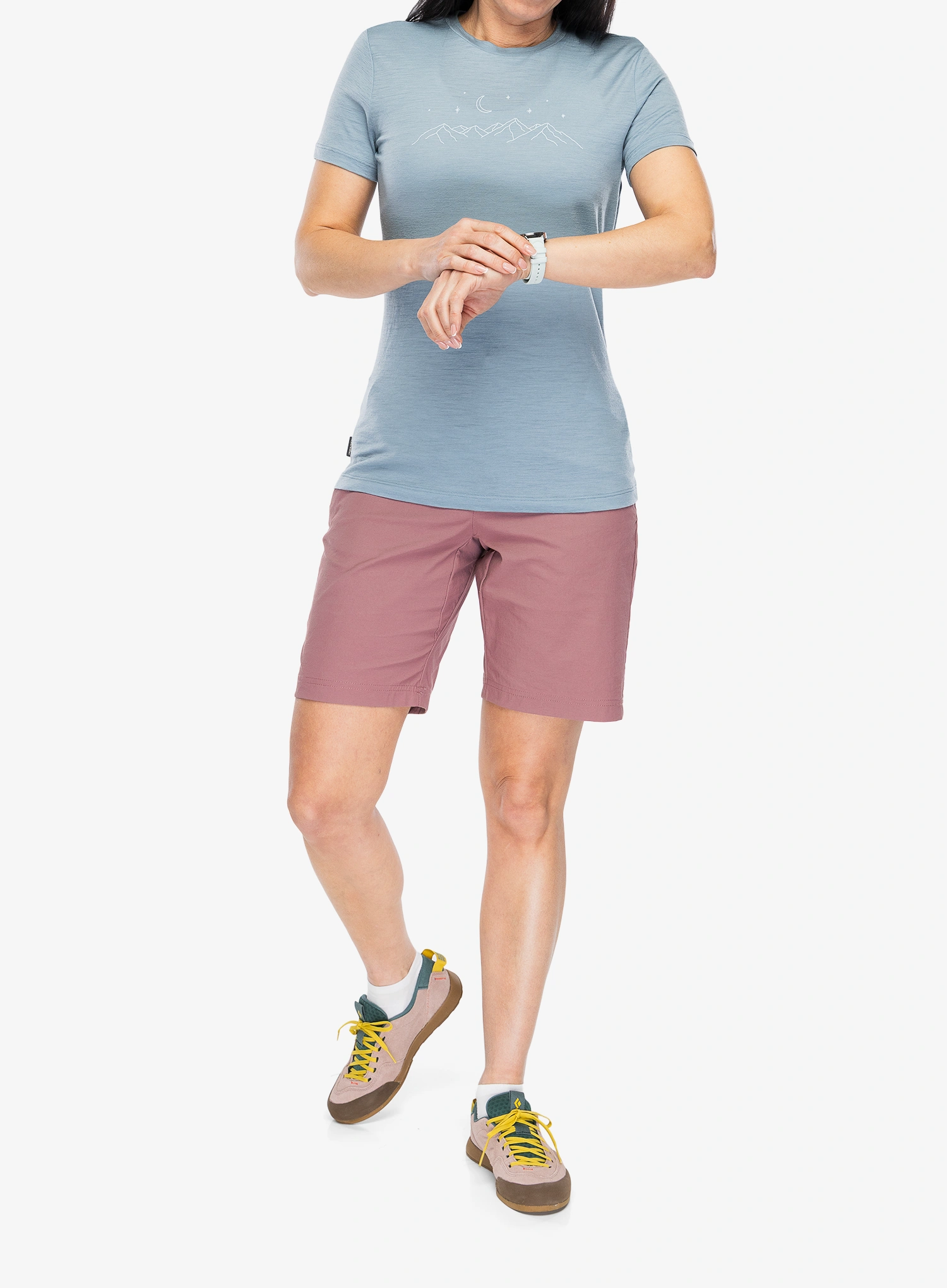 Icebreaker Merino 150 Tech Lite SS Tee Sparkling Stars Női merino gyapjú póló - flint blue