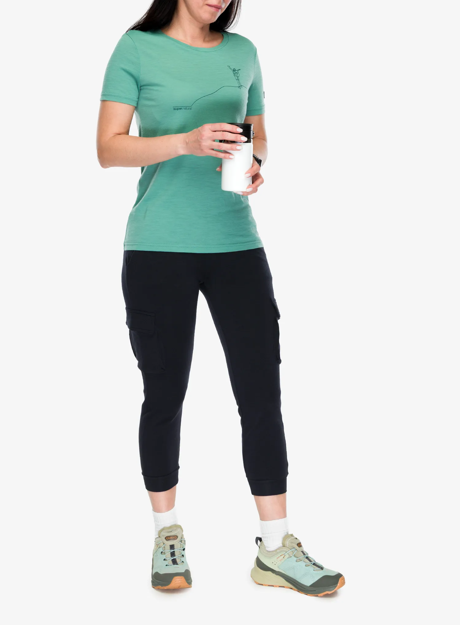 Super.natural Berggluck Tee Női merino gyapjú póló - lagoon green/pacific