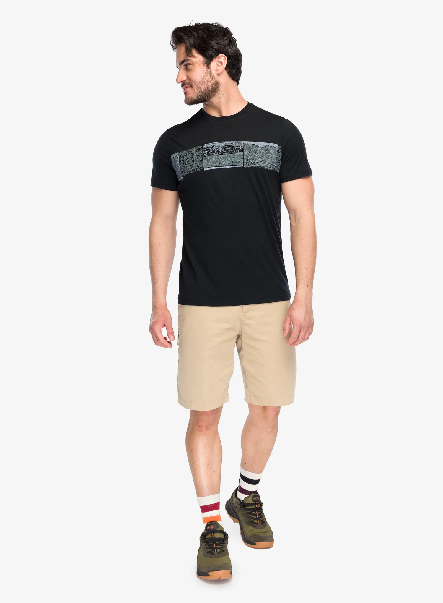 Icebreaker Merino 150 Tech Lite SS Tee Elevation Line Merinó póló - black