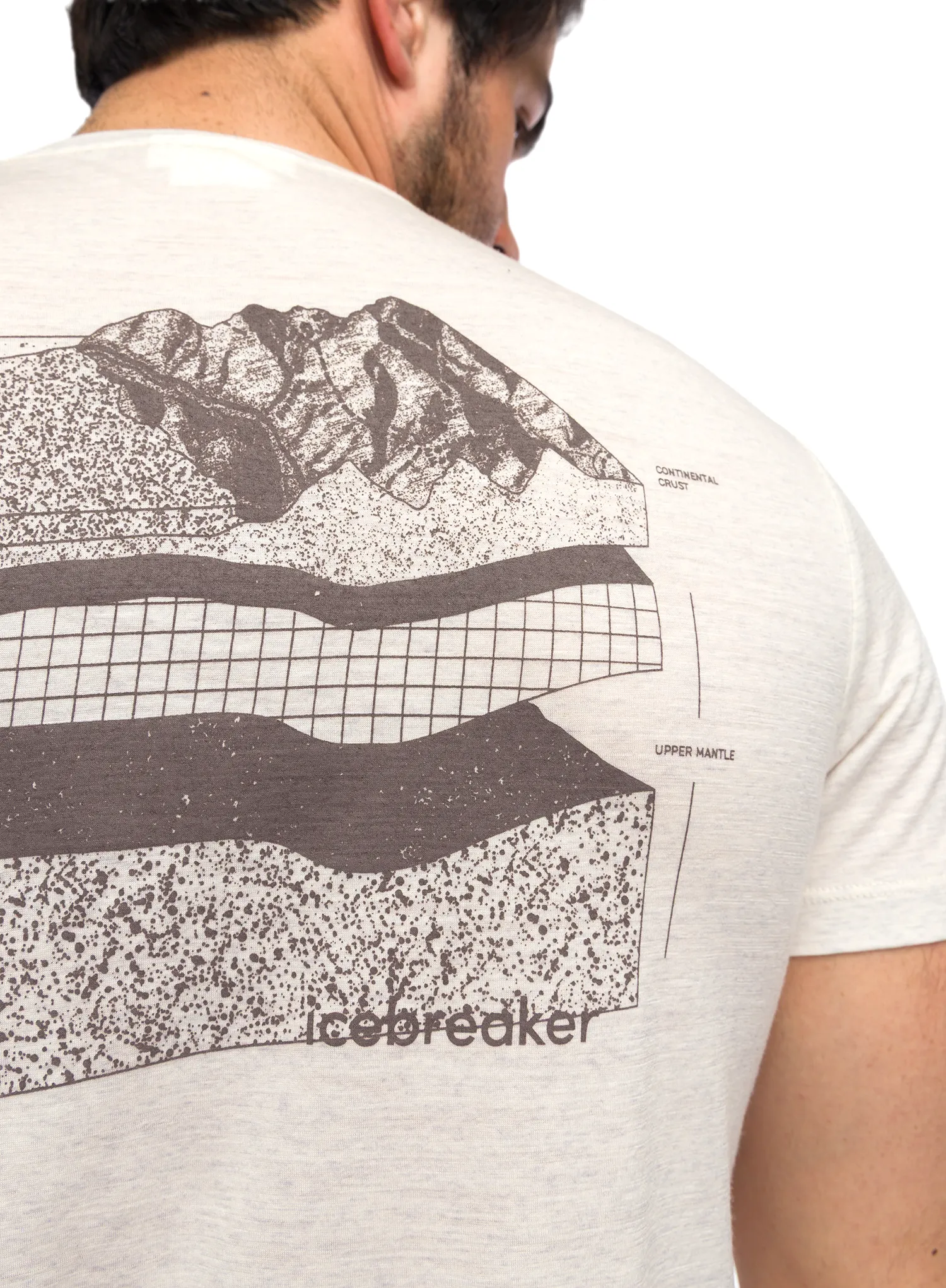 Icebreaker Merino 150 Tech Lite SS Tee Evolving Layers Merinó póló - ecru hthr