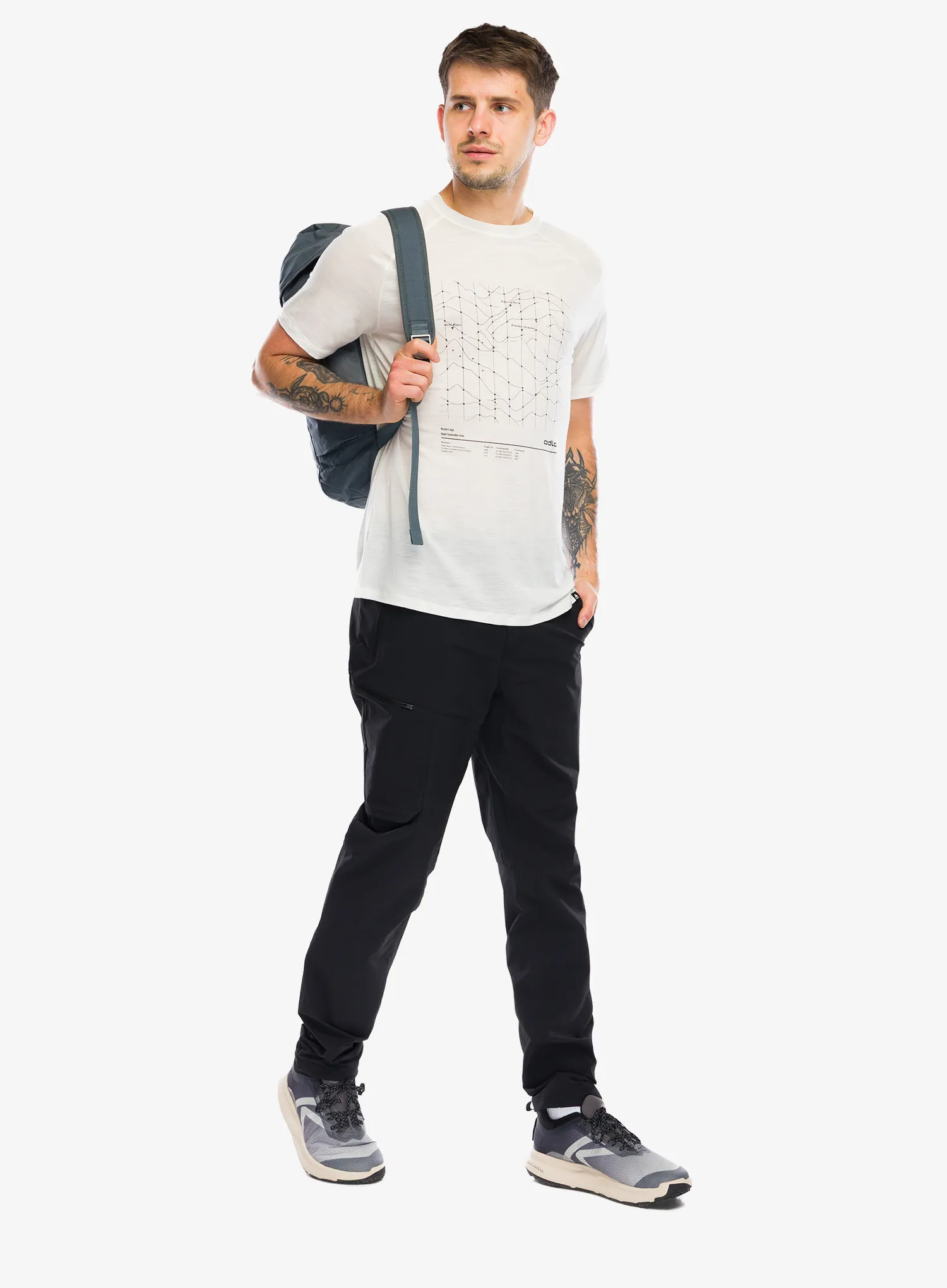 Odlo Merino Tencel Hyper Map Crew Neck S/S Merinó póló - gardenia
